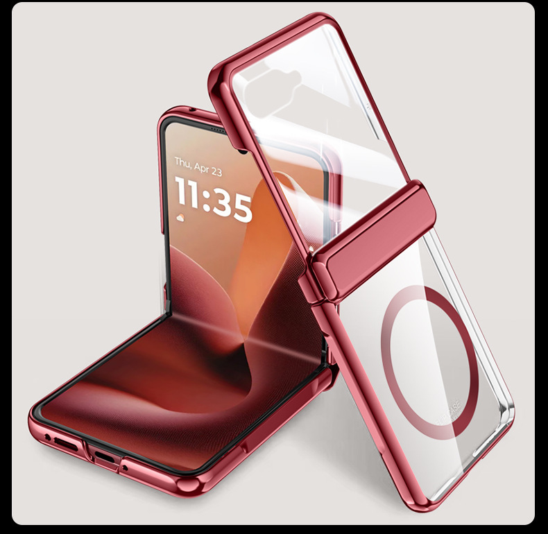 Compatible with MOTO RAZR 60/50 Ultra phone case, electroplated transparent magnetic case, film hinge, full-coverage protective case
