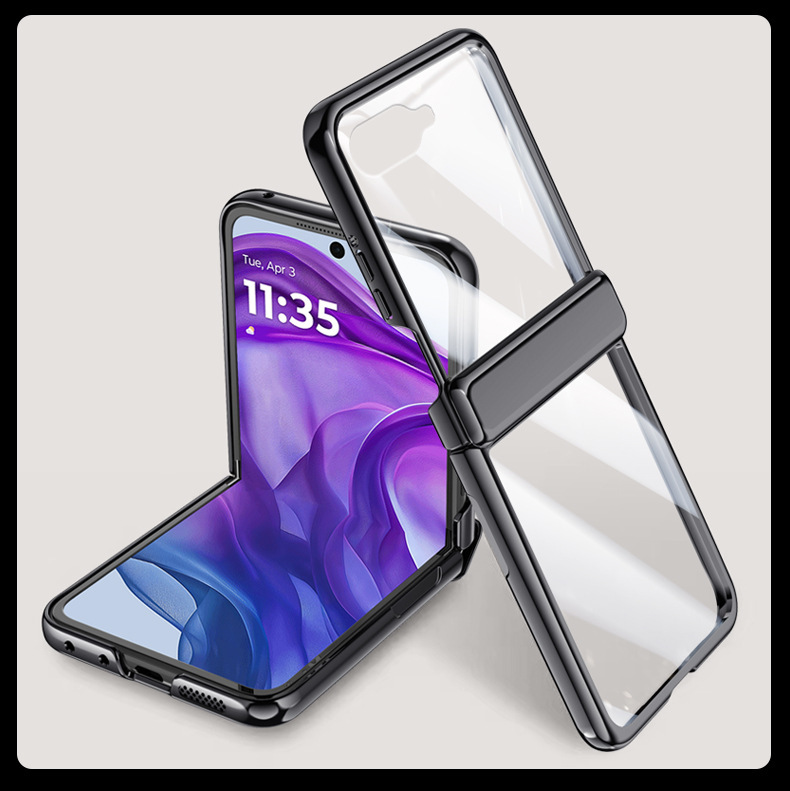 Compatible with MOTO RAZR 60/50 Ultra phone case, electroplated transparent magnetic case, film hinge, full-coverage protective case