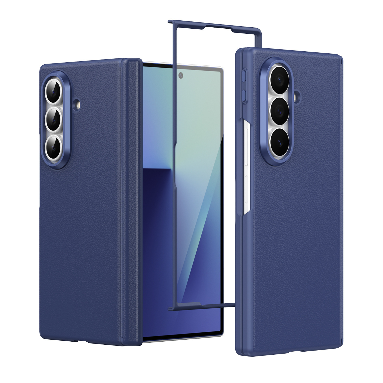Compatible with Samsung Z Fold8U phone case 7/6 smart shortcut keys vegan leather 5/4 case film hinge full coverage protection