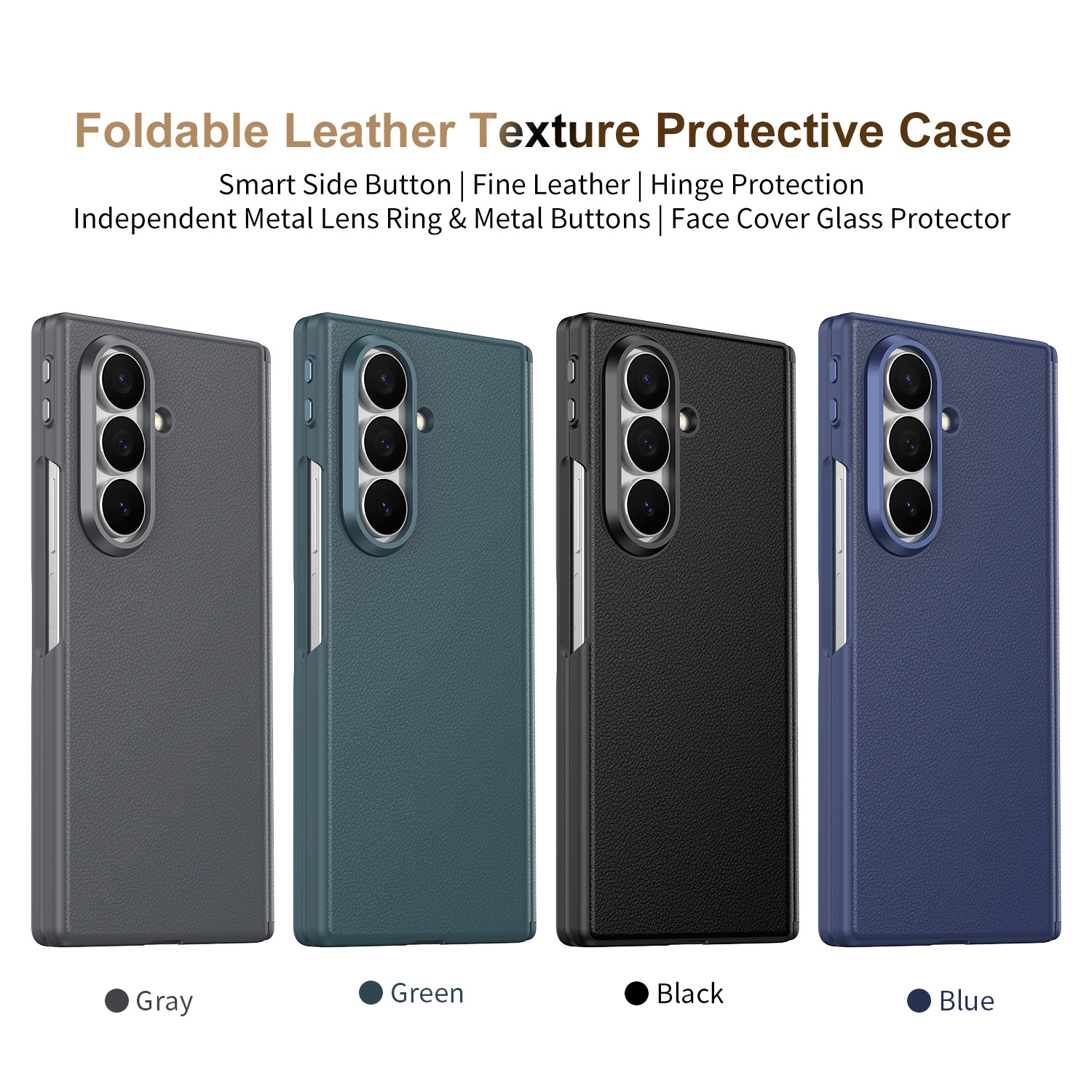 Compatible with Samsung Z Fold8U phone case 7/6 smart shortcut keys vegan leather 5/4 case film hinge full coverage protection