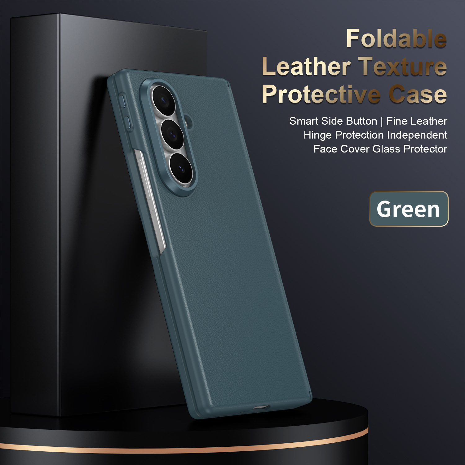 Compatible with Samsung Z Fold8U phone case 7/6 smart shortcut keys vegan leather 5/4 case film hinge full coverage protection