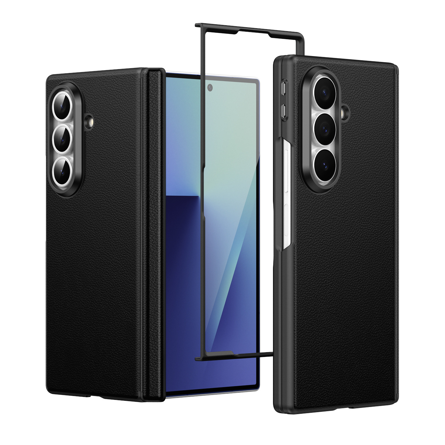 Compatible with Samsung Z Fold8U phone case 7/6 smart shortcut keys vegan leather 5/4 case film hinge full coverage protection