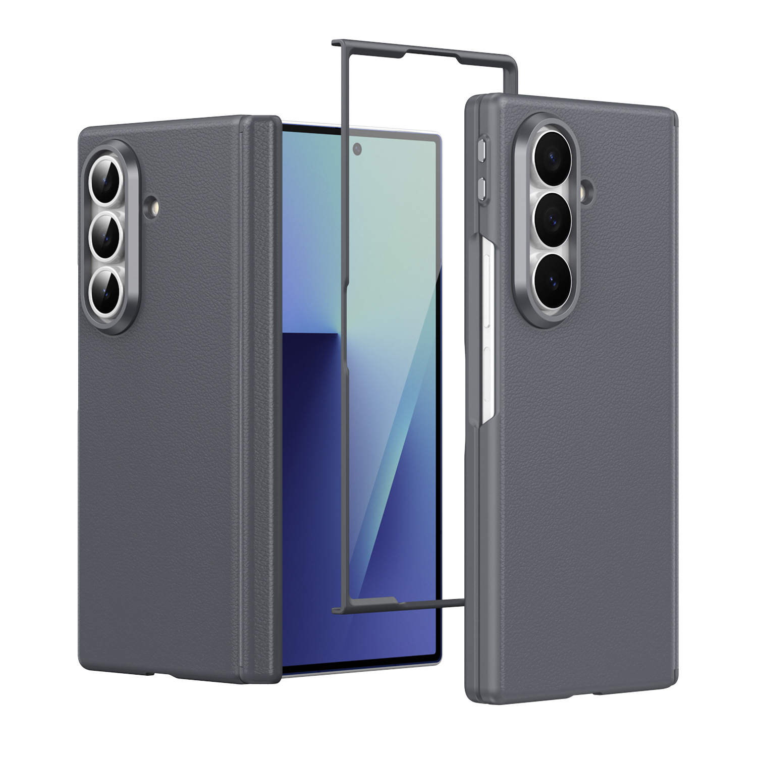 Compatible with Samsung Z Fold8U phone case 7/6 smart shortcut keys vegan leather 5/4 case film hinge full coverage protection