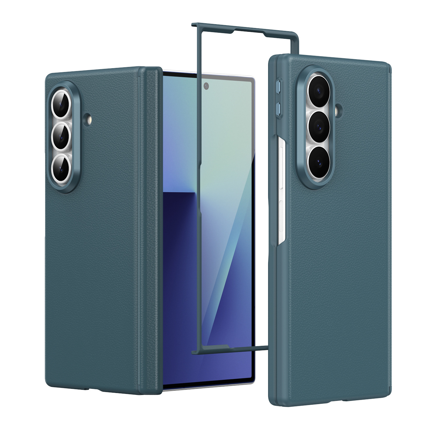 Compatible with Samsung Z Fold8U phone case 7/6 smart shortcut keys vegan leather 5/4 case film hinge full coverage protection