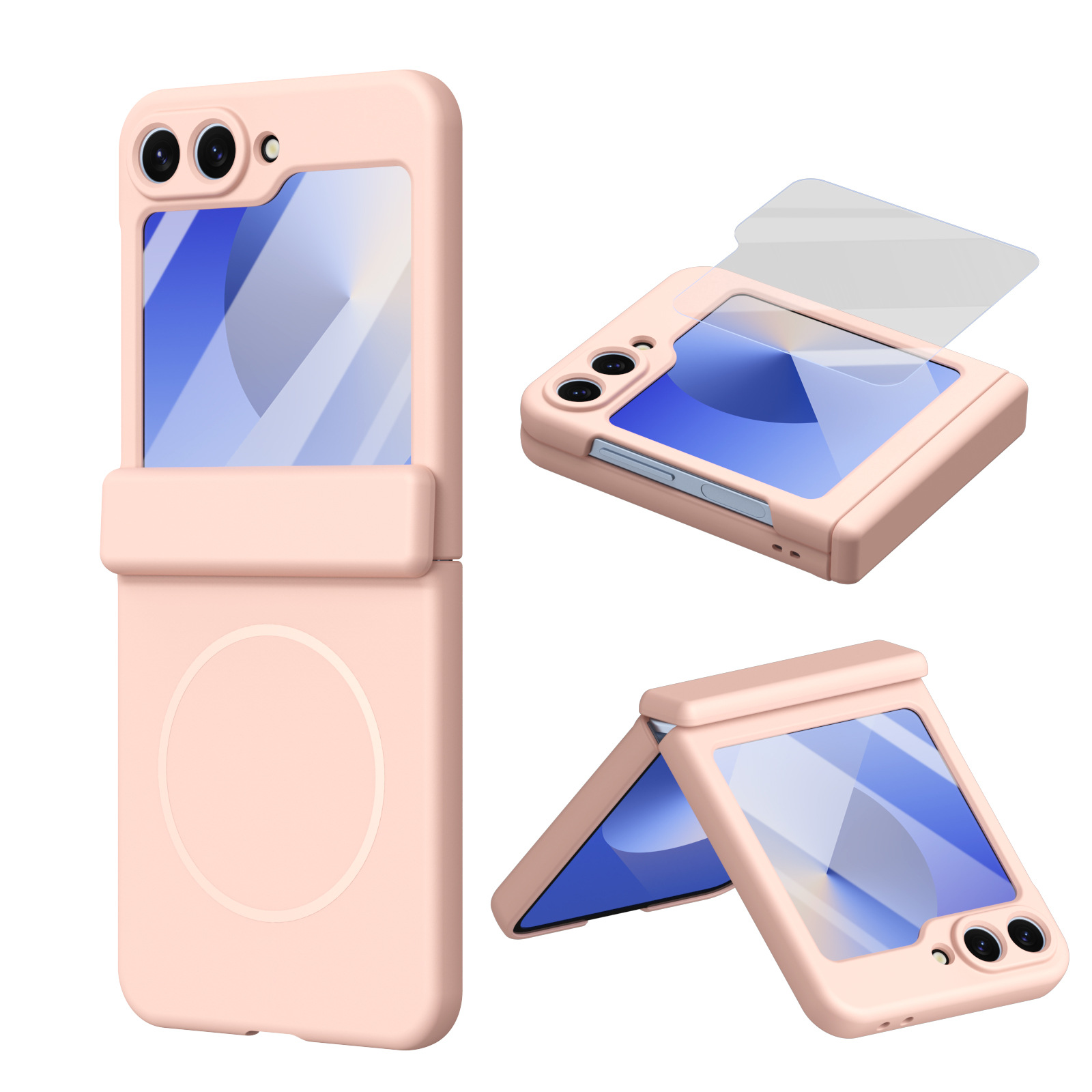 Compatible with Samsung ZFlip 8/7 phone case, 6/5cm wireless charging, magnetic clasp, central axis case, full coverage, 4/3cm ultra-thin protective case.