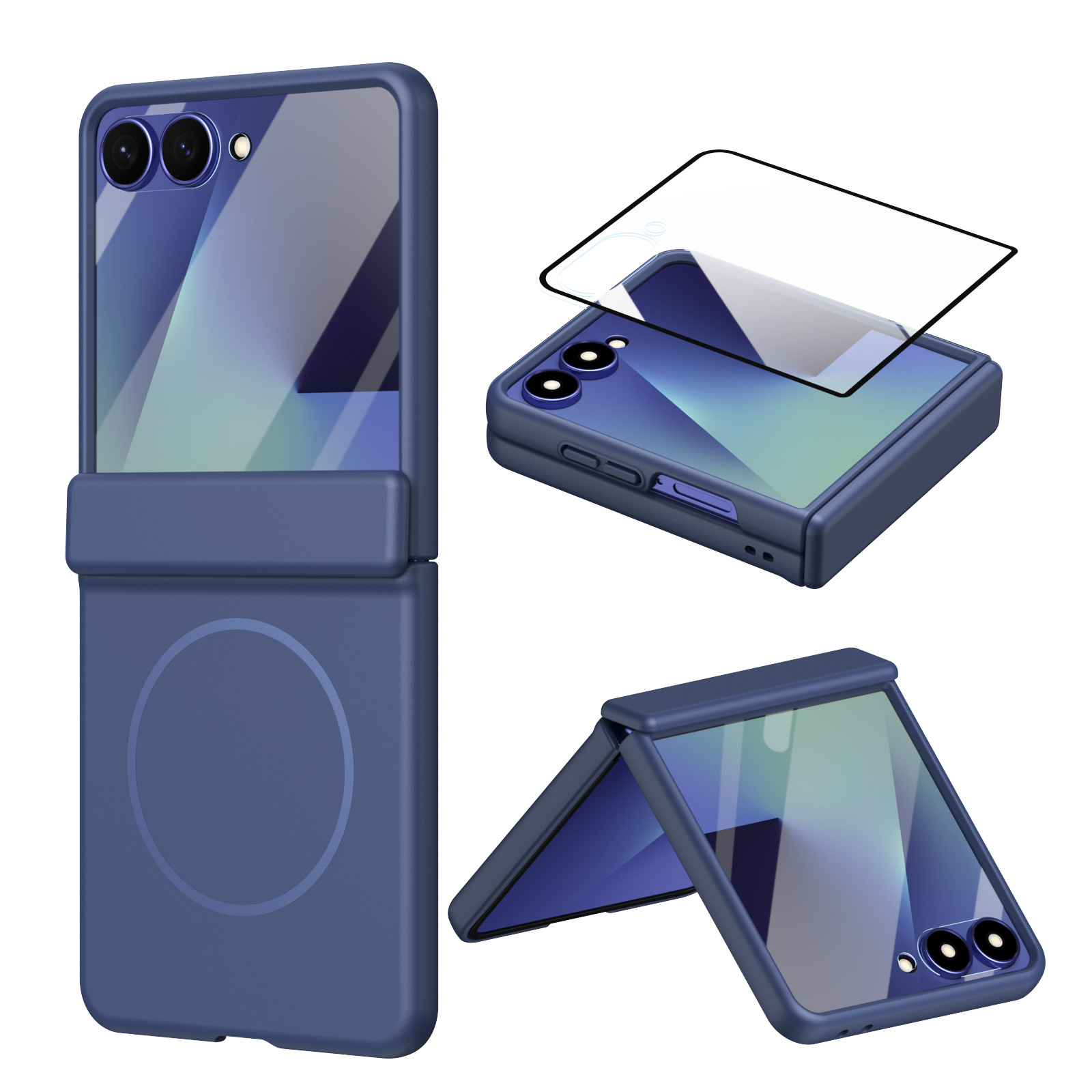 Compatible with Samsung ZFlip 8/7 phone case, 6/5cm wireless charging, magnetic clasp, central axis case, full coverage, 4/3cm ultra-thin protective case.