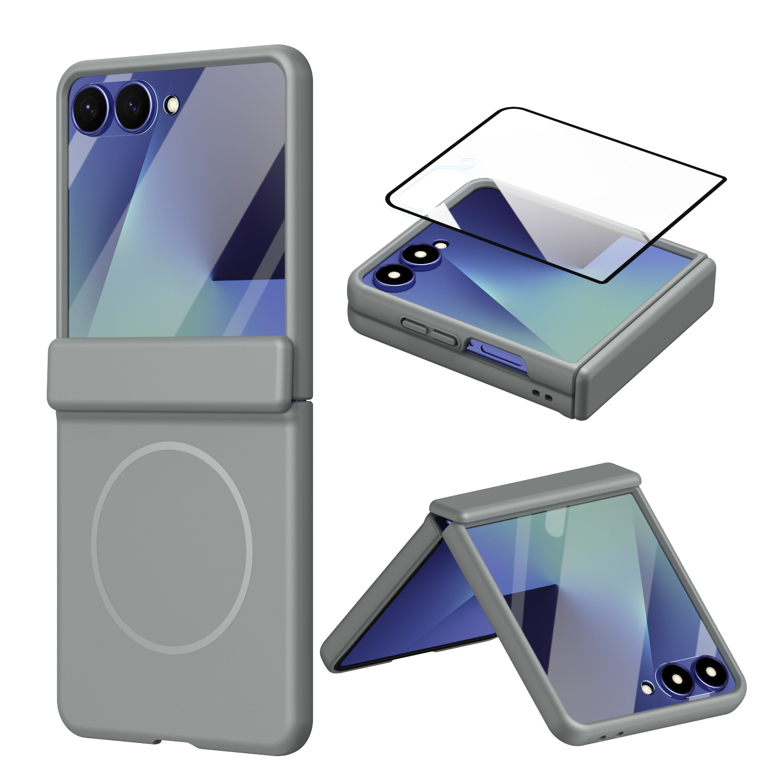 Compatible with Samsung ZFlip 8/7 phone case, 6/5cm wireless charging, magnetic clasp, central axis case, full coverage, 4/3cm ultra-thin protective case.