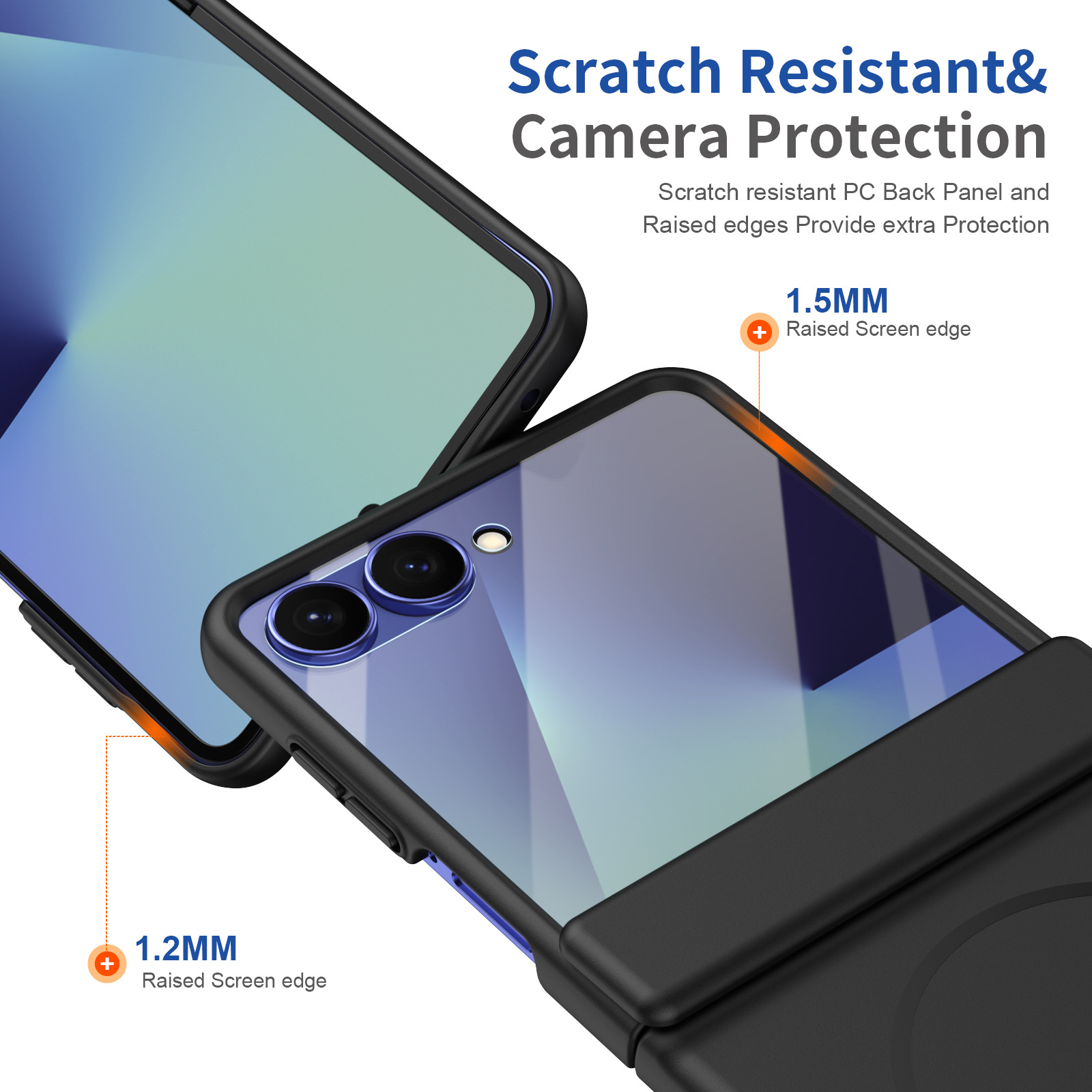Compatible with Samsung ZFlip 8/7 phone case, 6/5cm wireless charging, magnetic clasp, central axis case, full coverage, 4/3cm ultra-thin protective case.