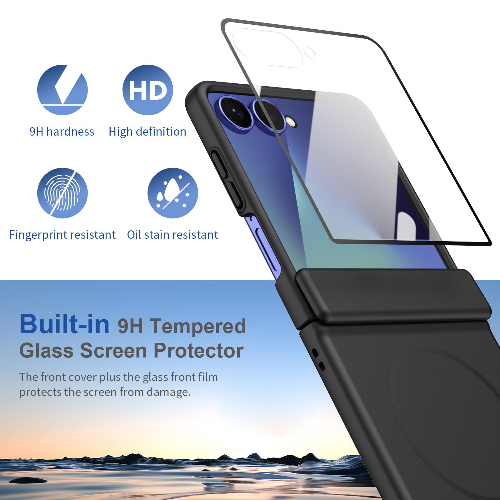 Compatible with Samsung ZFlip 8/7 phone case, 6/5cm wireless charging, magnetic clasp, central axis case, full coverage, 4/3cm ultra-thin protective case.