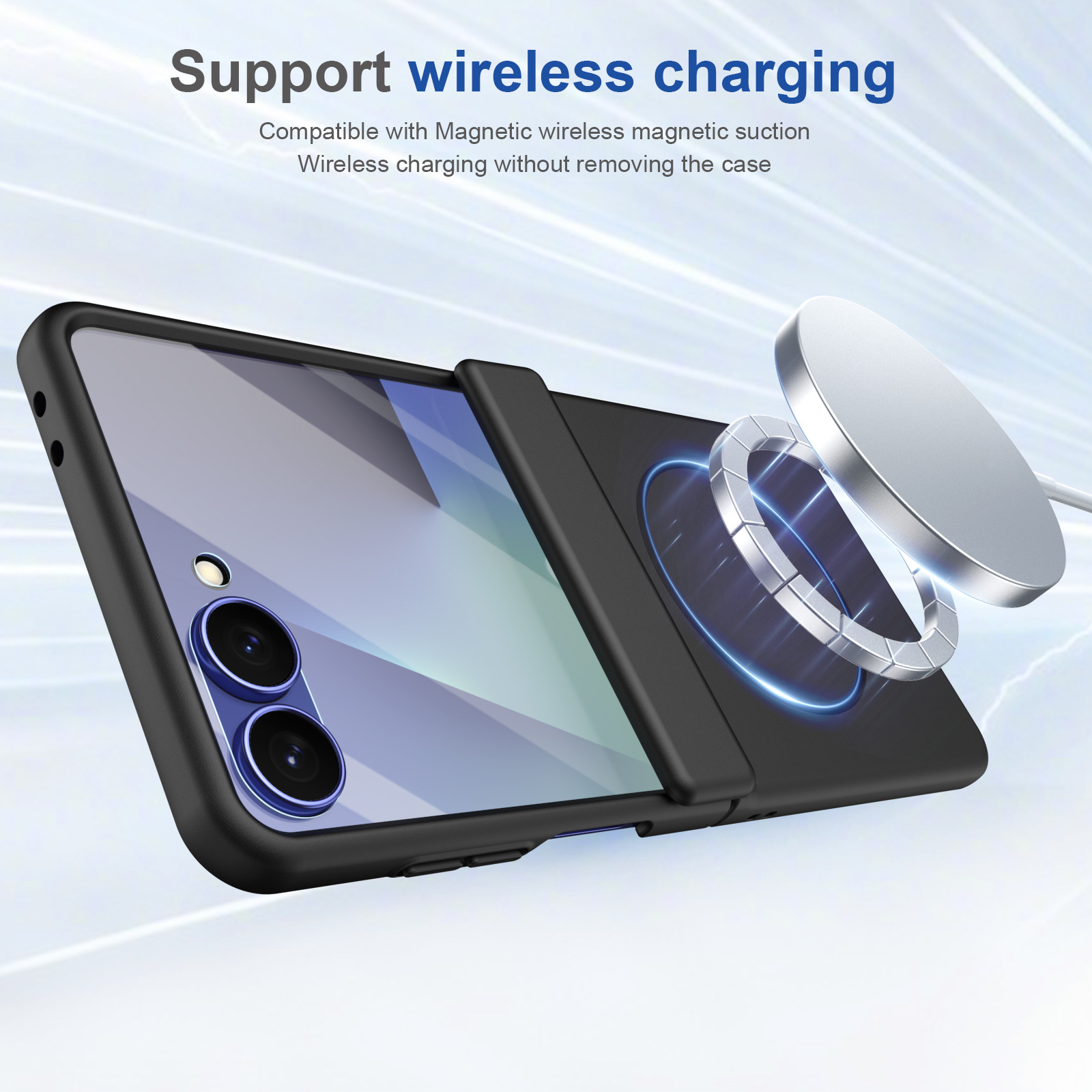 Compatible with Samsung ZFlip 8/7 phone case, 6/5cm wireless charging, magnetic clasp, central axis case, full coverage, 4/3cm ultra-thin protective case.