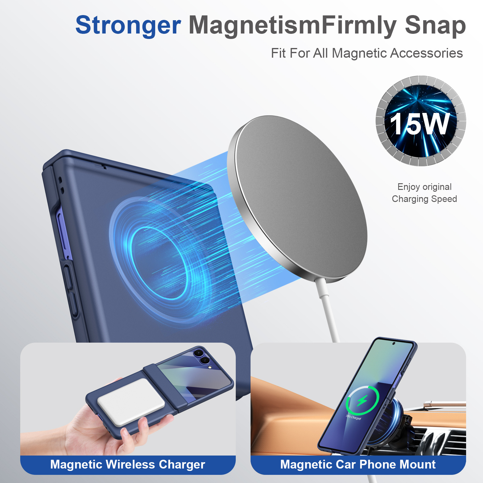 Compatible with Samsung ZFlip 8/7 phone case, 6/5cm wireless charging, magnetic clasp, central axis case, full coverage, 4/3cm ultra-thin protective case.