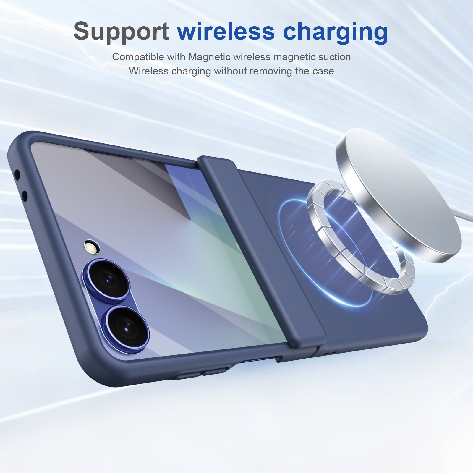 Compatible with Samsung ZFlip 8/7 phone case, 6/5cm wireless charging, magnetic clasp, central axis case, full coverage, 4/3cm ultra-thin protective case.