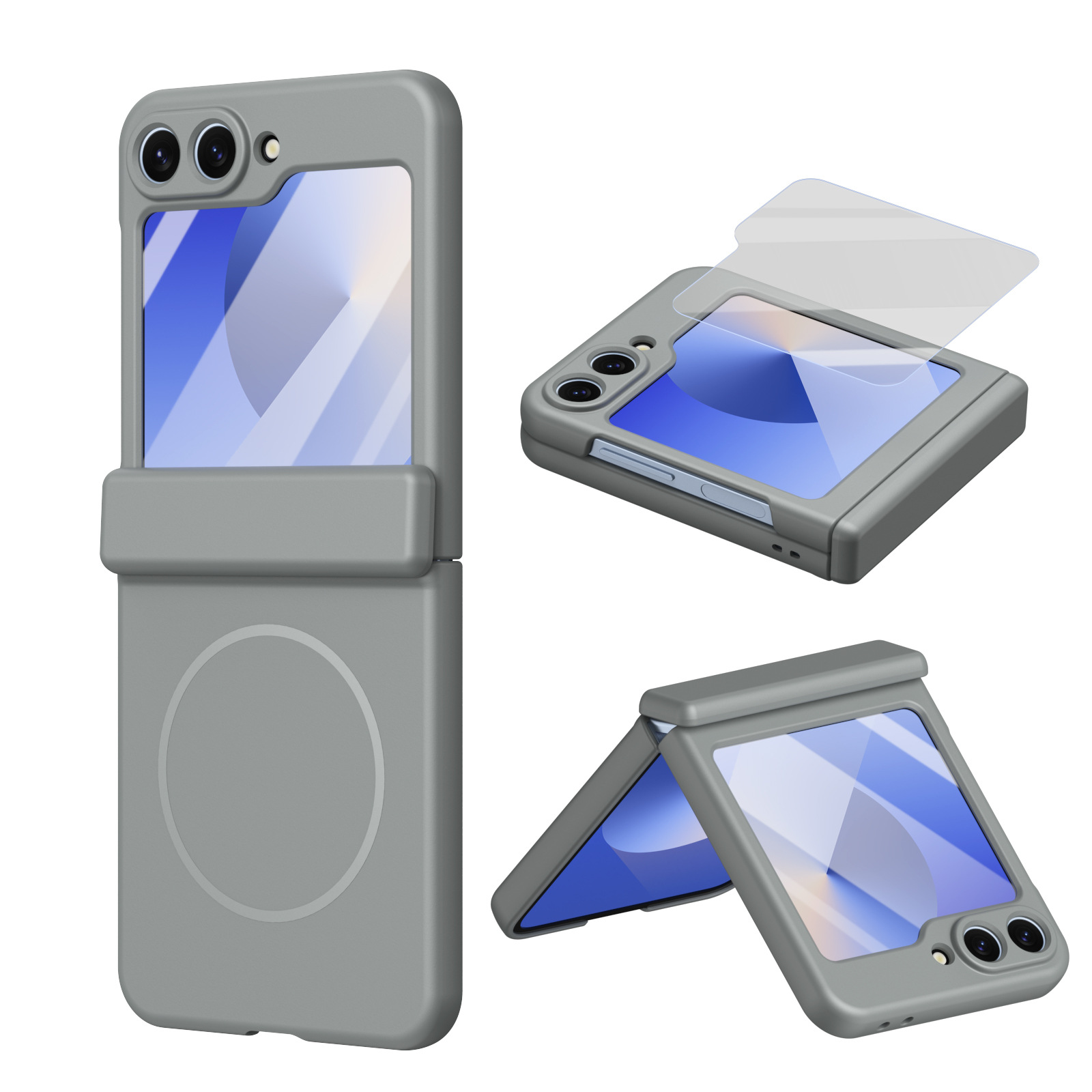Compatible with Samsung ZFlip 8/7 phone case, 6/5cm wireless charging, magnetic clasp, central axis case, full coverage, 4/3cm ultra-thin protective case.