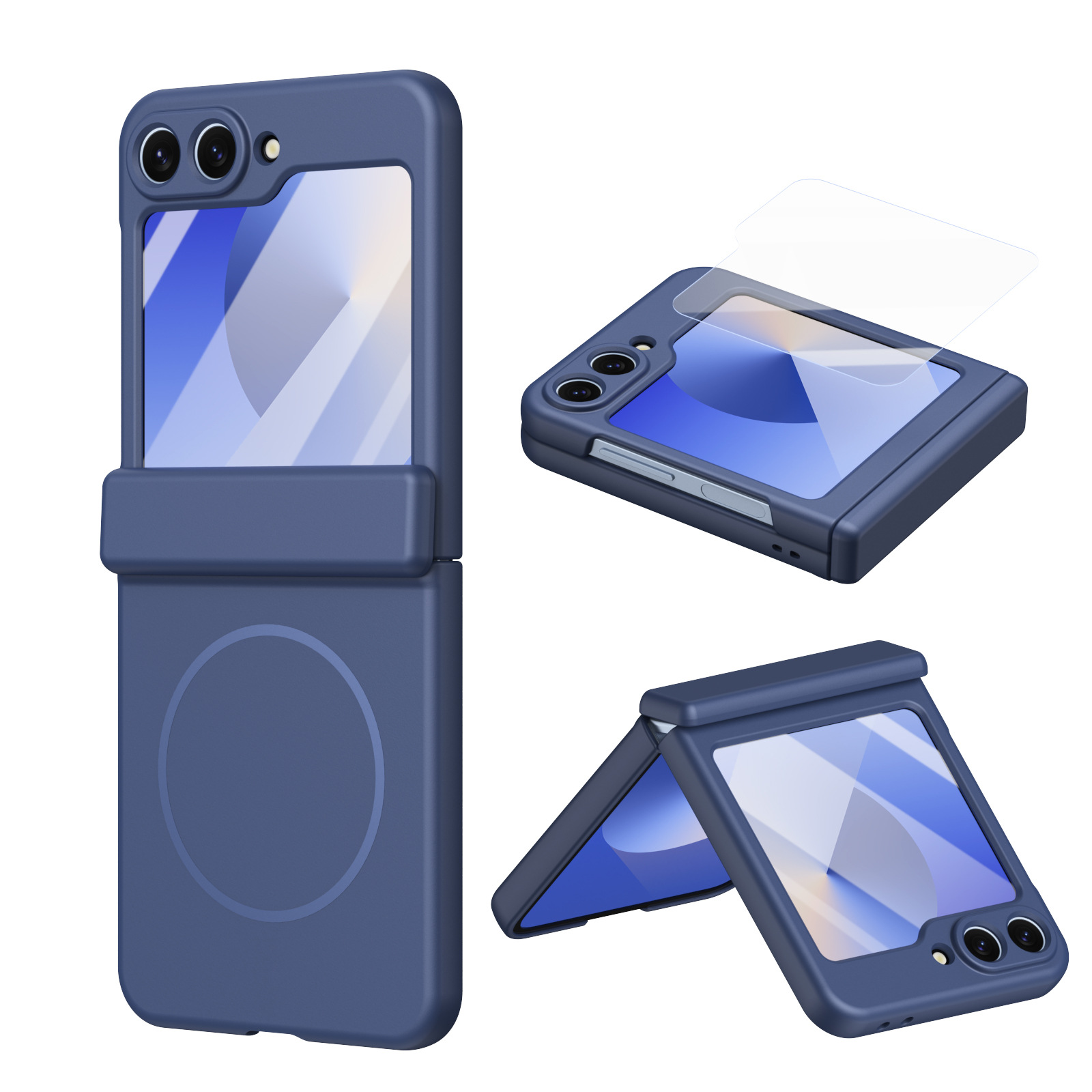 Compatible with Samsung ZFlip 8/7 phone case, 6/5cm wireless charging, magnetic clasp, central axis case, full coverage, 4/3cm ultra-thin protective case.