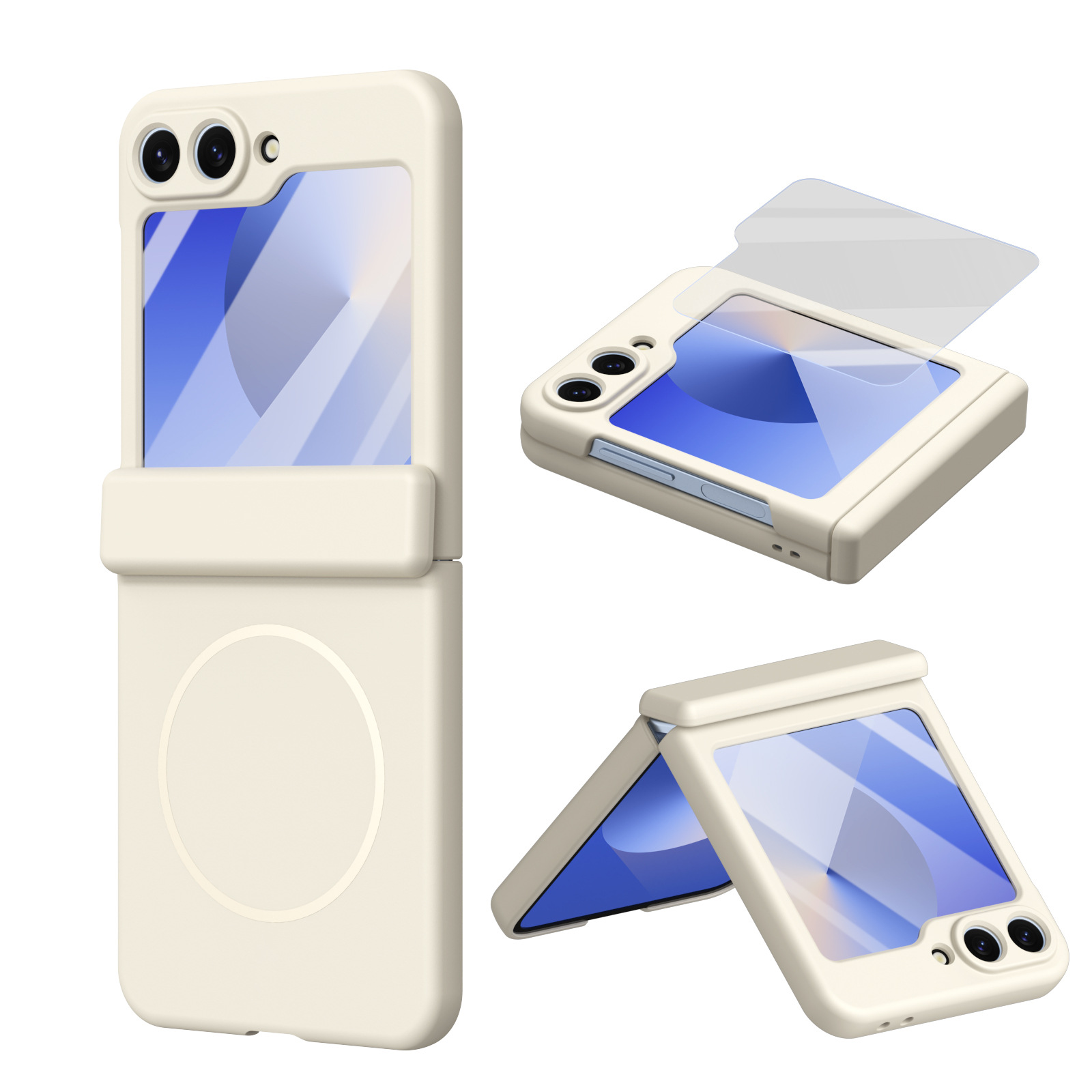 Compatible with Samsung ZFlip 8/7 phone case, 6/5cm wireless charging, magnetic clasp, central axis case, full coverage, 4/3cm ultra-thin protective case.