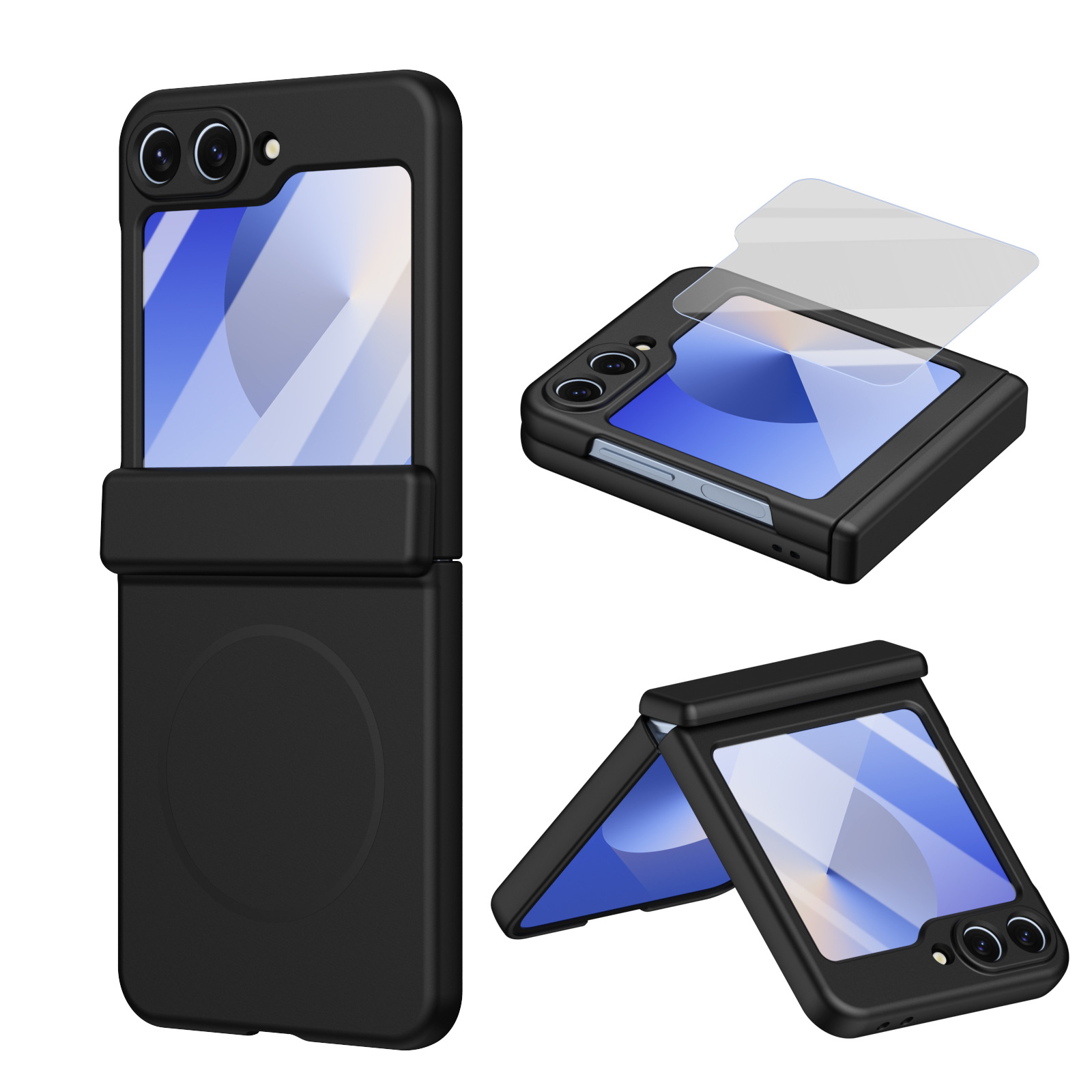 Compatible with Samsung ZFlip 8/7 phone case, 6/5cm wireless charging, magnetic clasp, central axis case, full coverage, 4/3cm ultra-thin protective case.