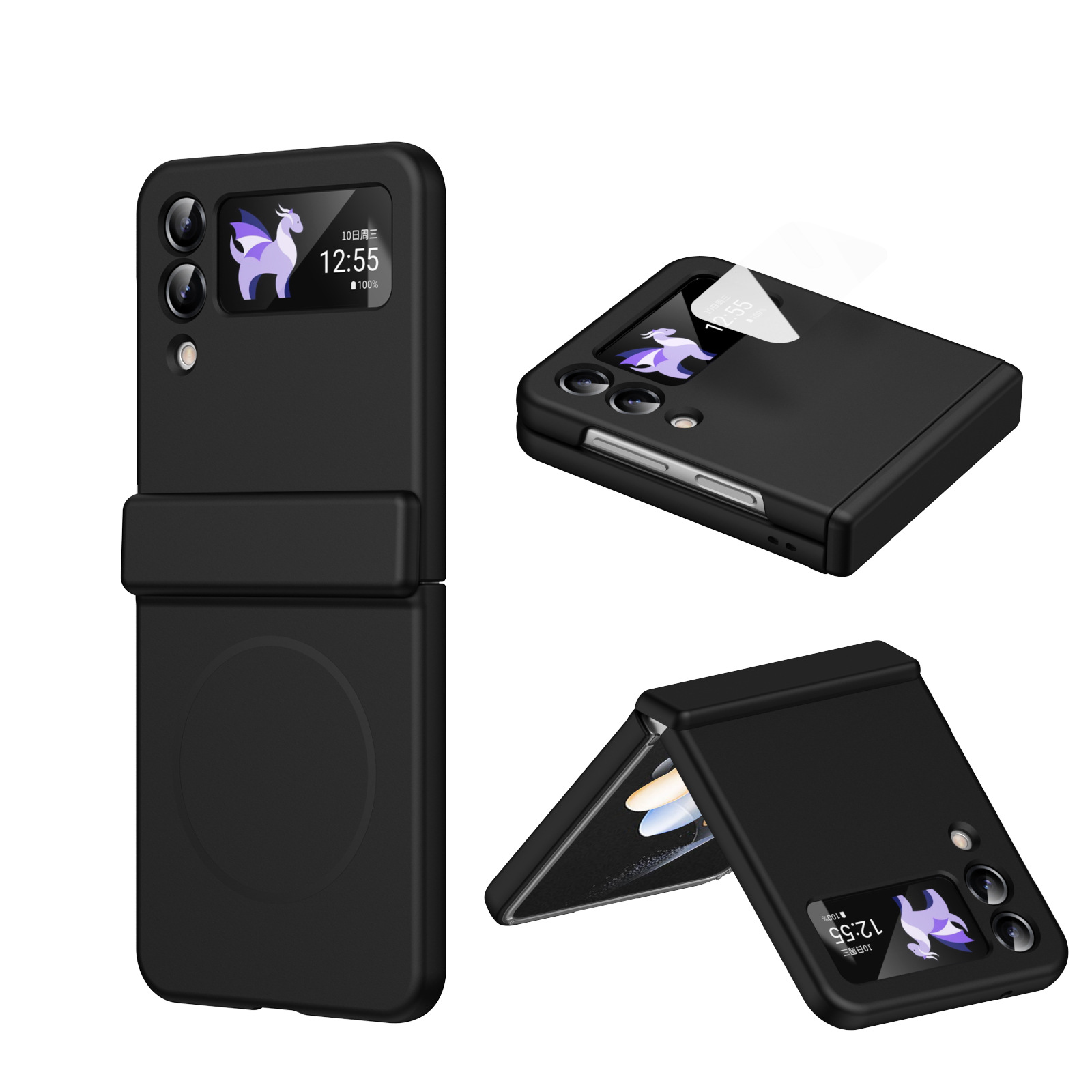 Compatible with Samsung ZFlip 8/7 phone case, 6/5cm wireless charging, magnetic clasp, central axis case, full coverage, 4/3cm ultra-thin protective case.