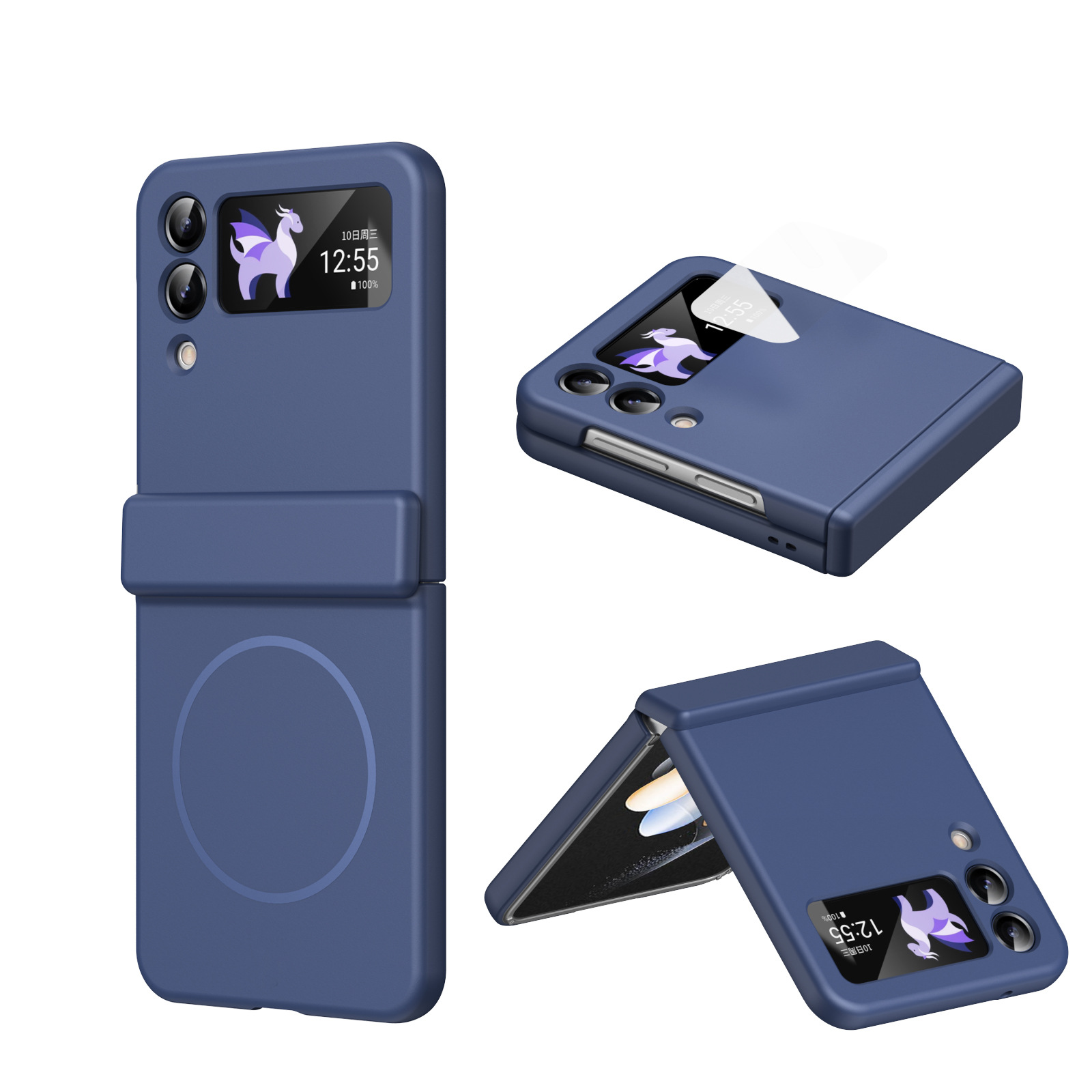Compatible with Samsung ZFlip 8/7 phone case, 6/5cm wireless charging, magnetic clasp, central axis case, full coverage, 4/3cm ultra-thin protective case.