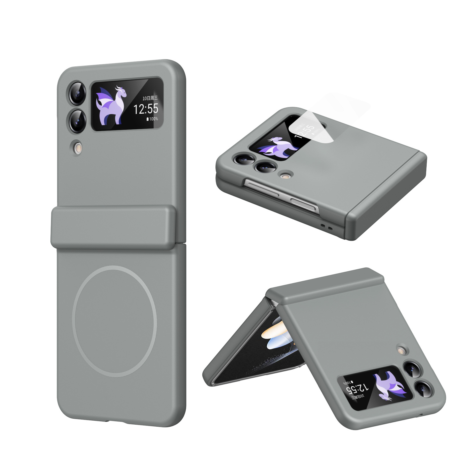 Compatible with Samsung ZFlip 8/7 phone case, 6/5cm wireless charging, magnetic clasp, central axis case, full coverage, 4/3cm ultra-thin protective case.