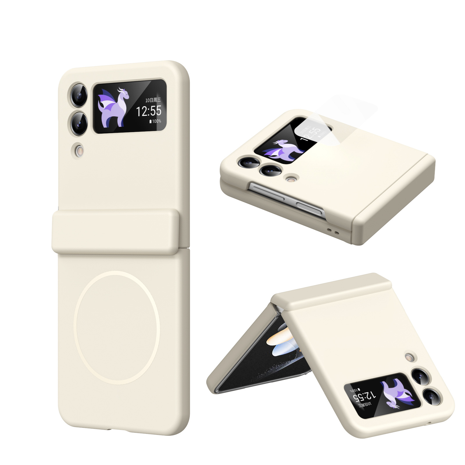 Compatible with Samsung ZFlip 8/7 phone case, 6/5cm wireless charging, magnetic clasp, central axis case, full coverage, 4/3cm ultra-thin protective case.