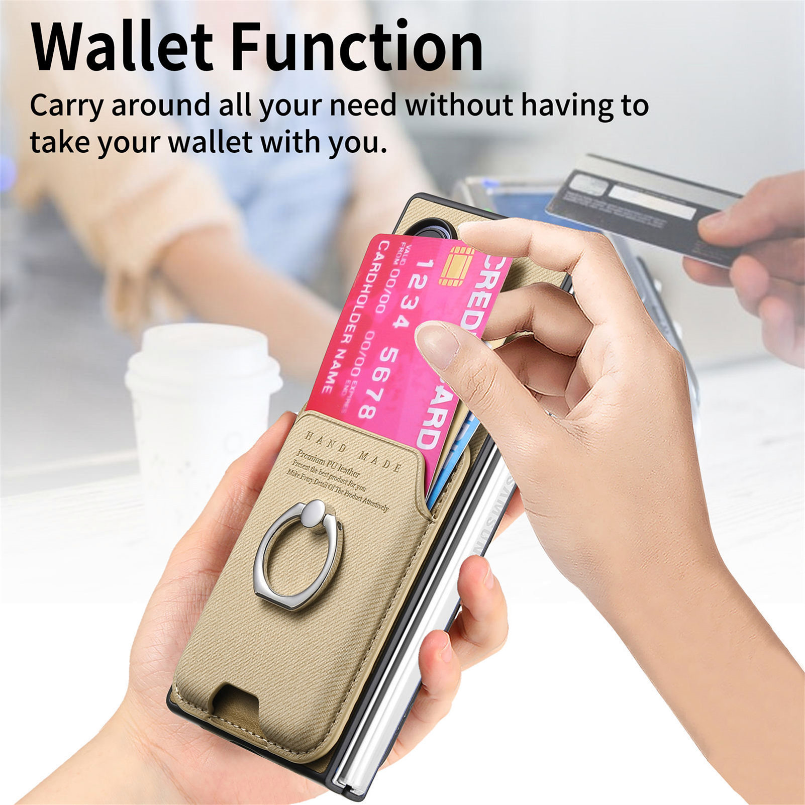 Compatible with Samsung Z Fold7/6/5 phone cases, 4/3 magnetic card holder, ring holder, and Honor V5 vegan leather protective case.