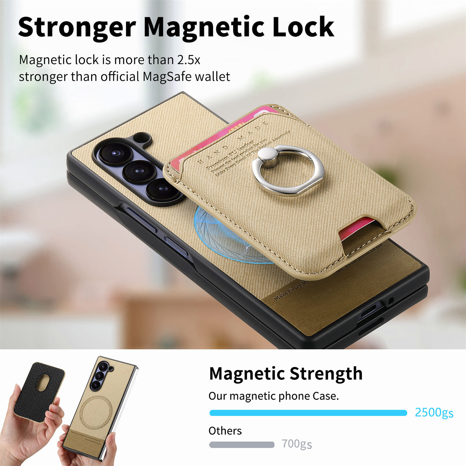 Compatible with Samsung Z Fold7/6/5 phone cases, 4/3 magnetic card holder, ring holder, and Honor V5 vegan leather protective case.