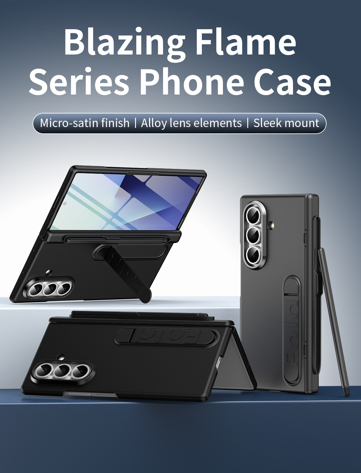 Compatible with Samsung Z Fold8/7/6 phone case, pen slot, pen holder, hinge, full-coverage protective case.