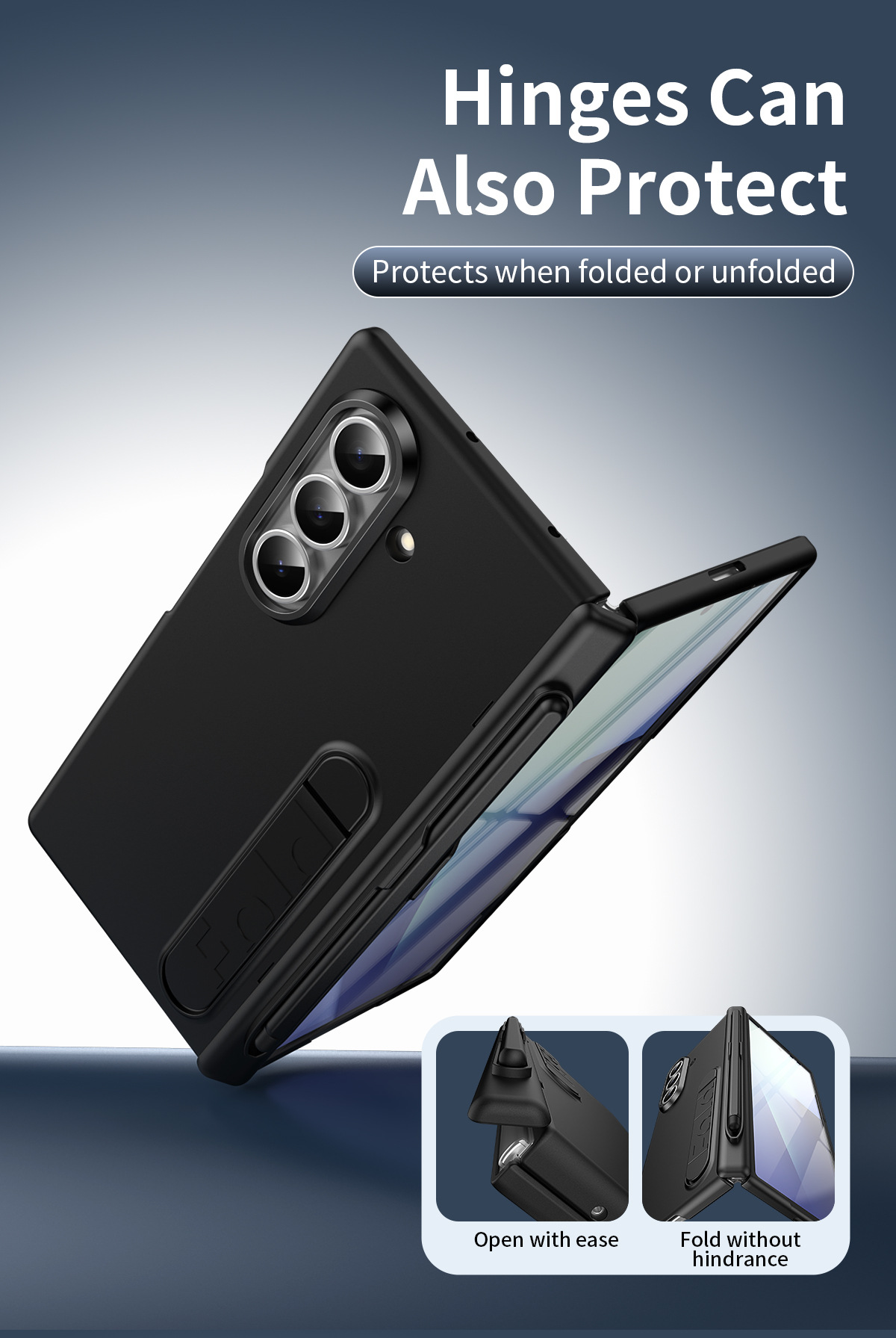 Compatible with Samsung Z Fold8/7/6 phone case, pen slot, pen holder, hinge, full-coverage protective case.