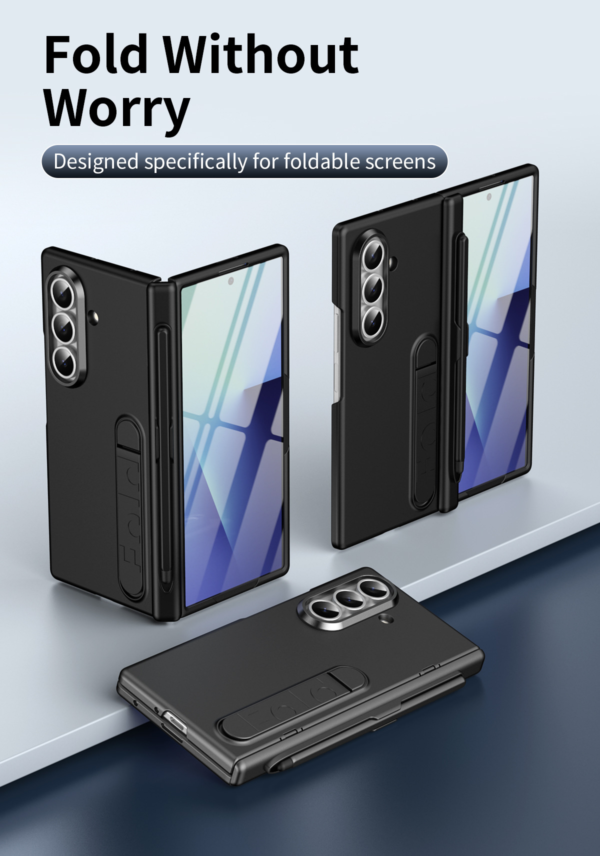 Compatible with Samsung Z Fold8/7/6 phone case, pen slot, pen holder, hinge, full-coverage protective case.