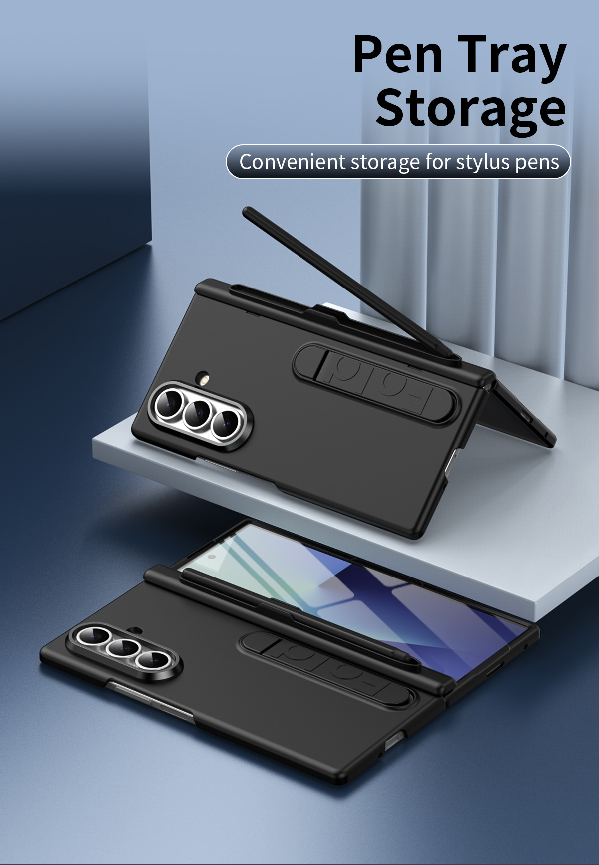 Compatible with Samsung Z Fold8/7/6 phone case, pen slot, pen holder, hinge, full-coverage protective case.