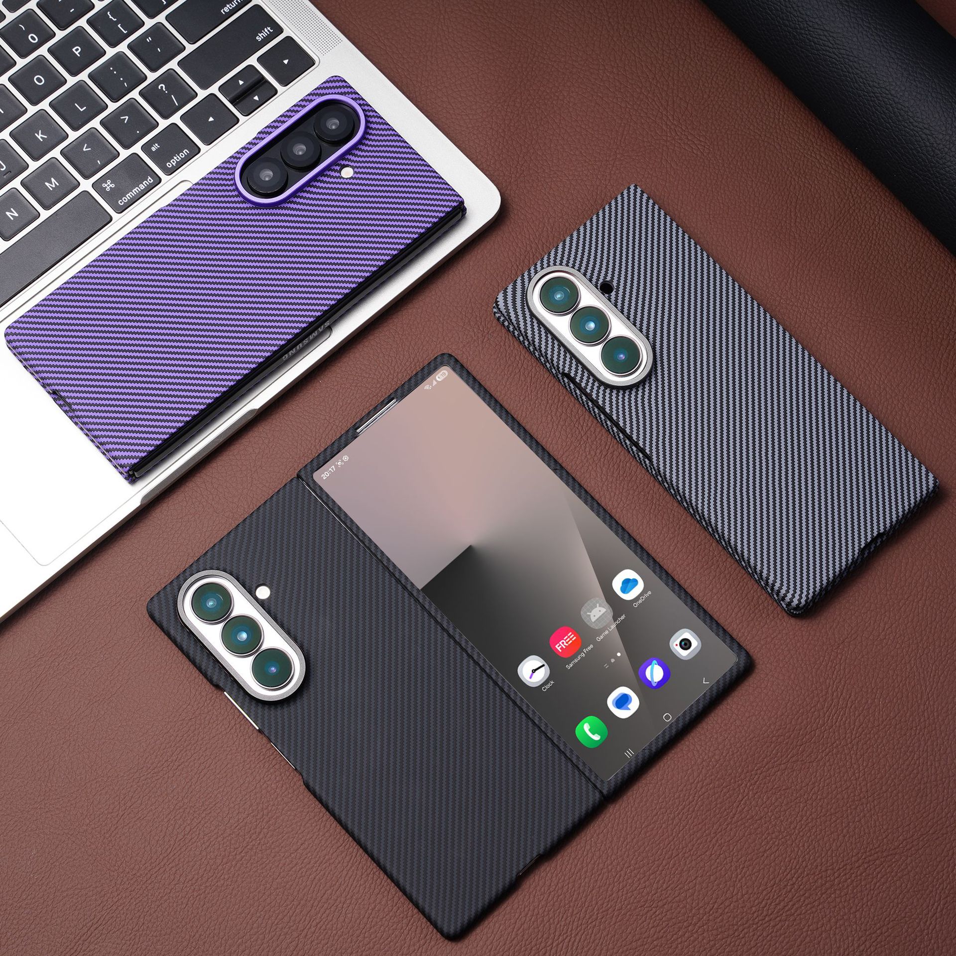 Compatible with Samsung Z Fold 8/7 phone case, textured 6/5, wireless charging, magnetic 4/3 carbon fiber case film protective case