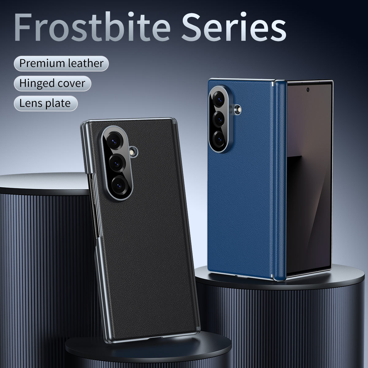 Compatible Samsung Z Fold8/7 phone case, electroplated leather, dual-axis, 6/5/4 folding screen, drop-proof protective case