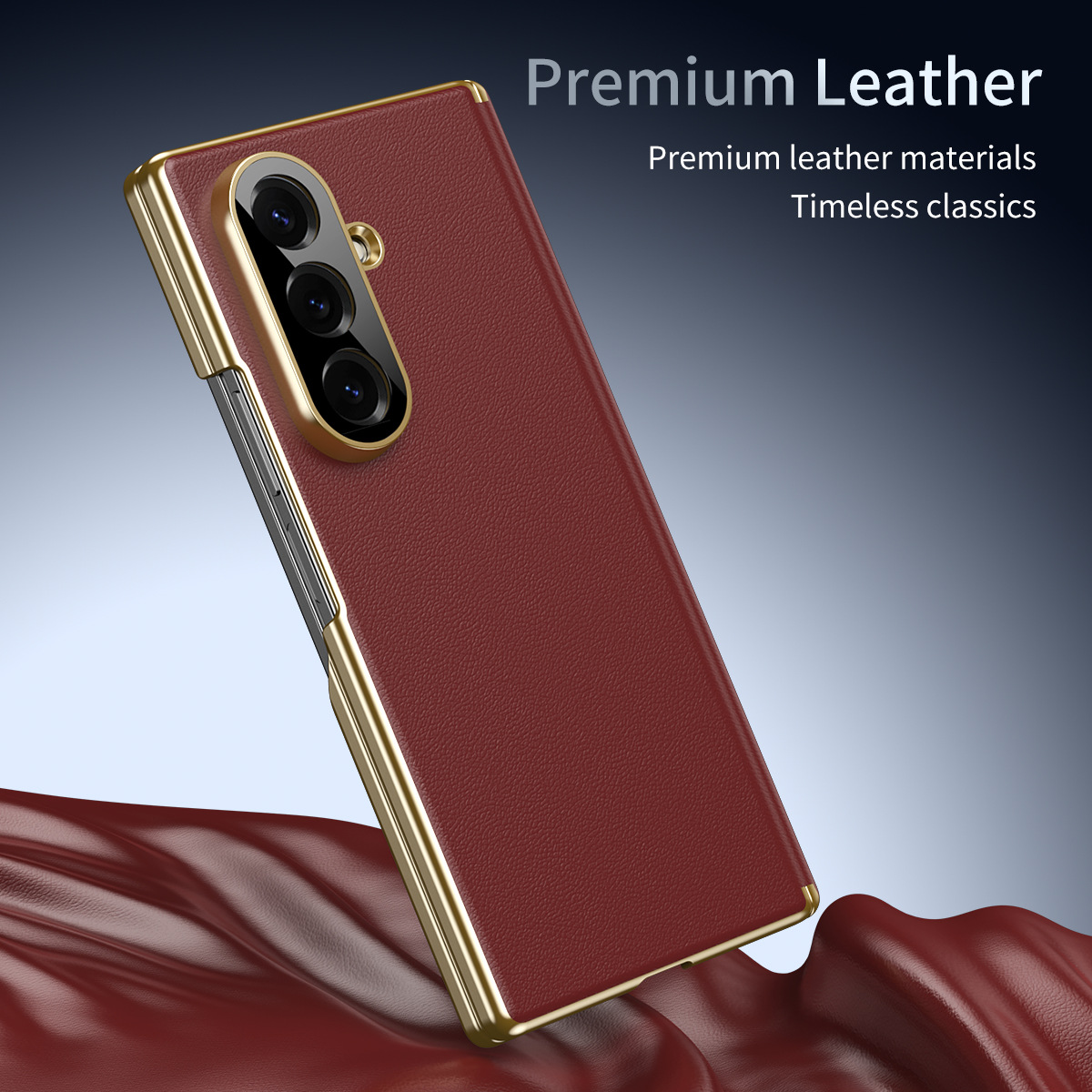 Compatible Samsung Z Fold8/7 phone case, electroplated leather, dual-axis, 6/5/4 folding screen, drop-proof protective case