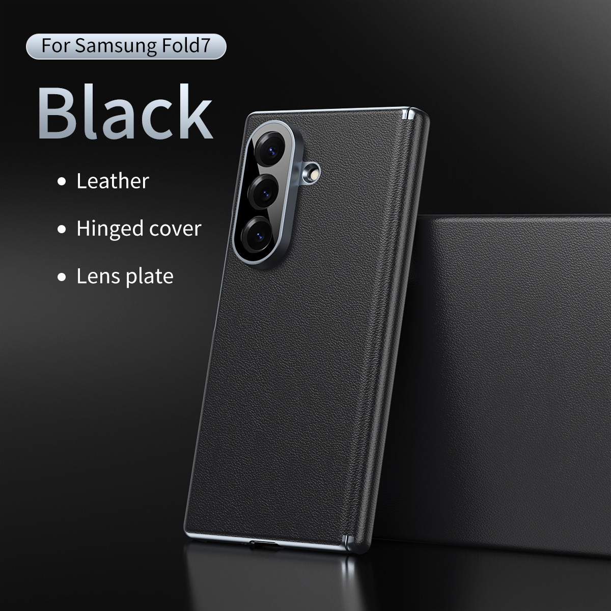 Compatible Samsung Z Fold8/7 phone case, electroplated leather, dual-axis, 6/5/4 folding screen, drop-proof protective case