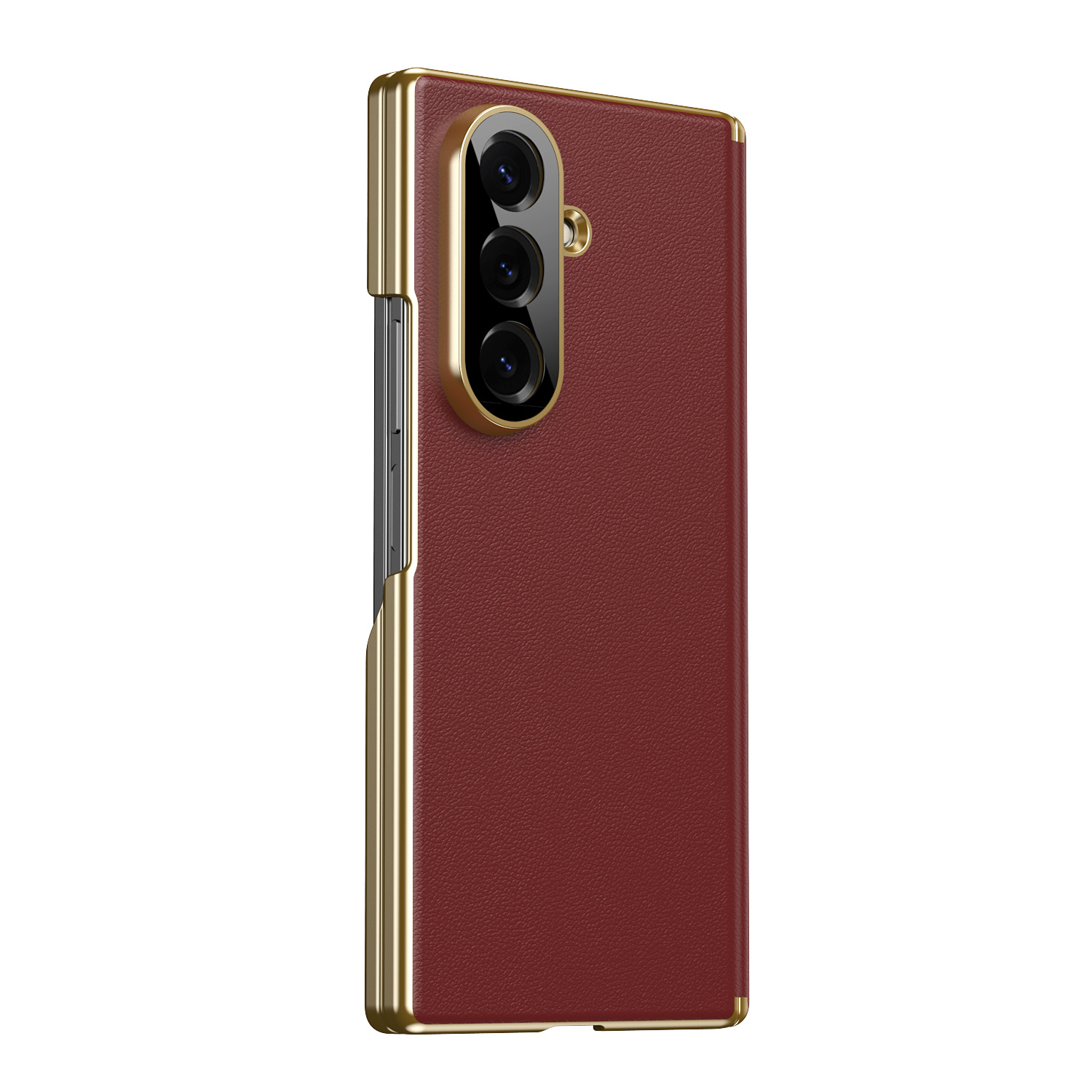 Compatible Samsung Z Fold8/7 phone case, electroplated leather, dual-axis, 6/5/4 folding screen, drop-proof protective case