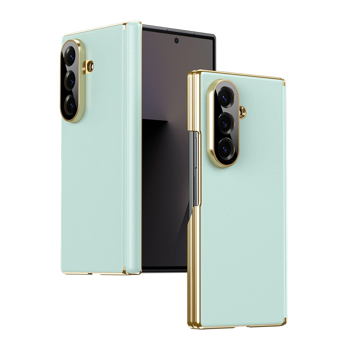 Compatible Samsung Z Fold8/7 phone case, electroplated leather, dual-axis, 6/5/4 folding screen, drop-proof protective case