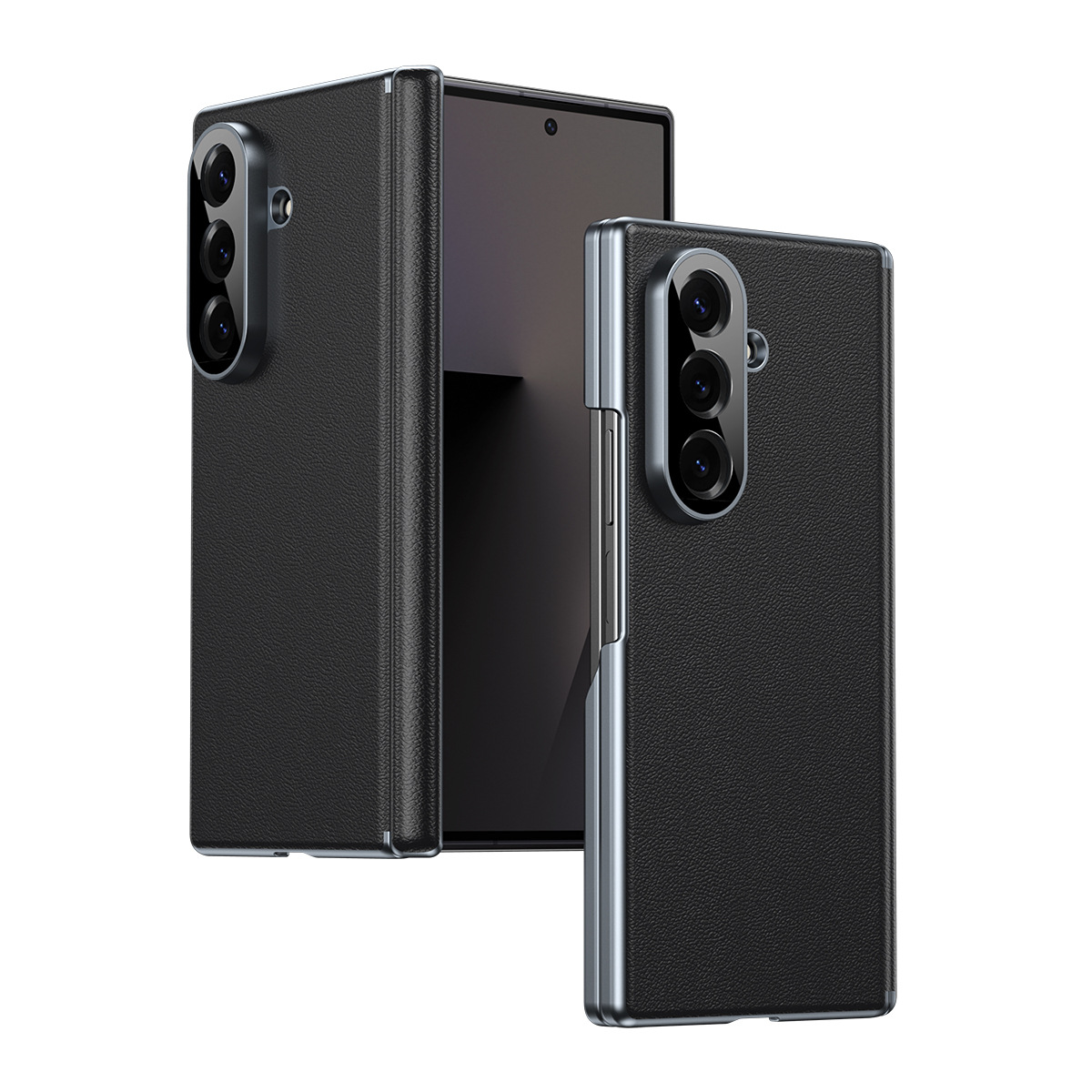 Compatible Samsung Z Fold8/7 phone case, electroplated leather, dual-axis, 6/5/4 folding screen, drop-proof protective case