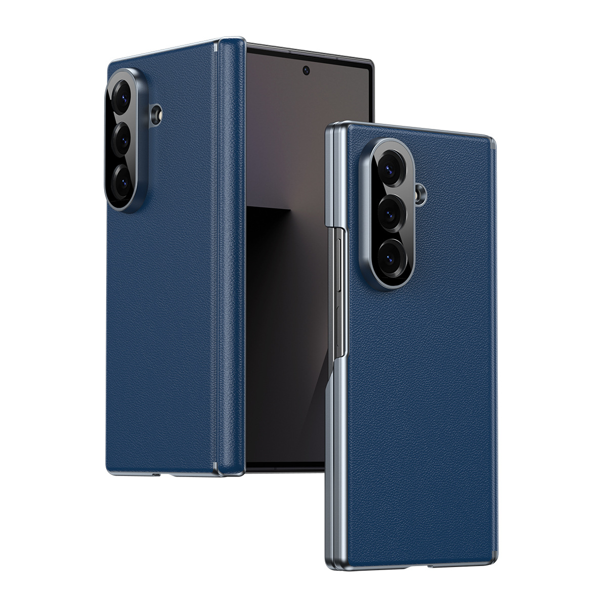 Compatible Samsung Z Fold8/7 phone case, electroplated leather, dual-axis, 6/5/4 folding screen, drop-proof protective case