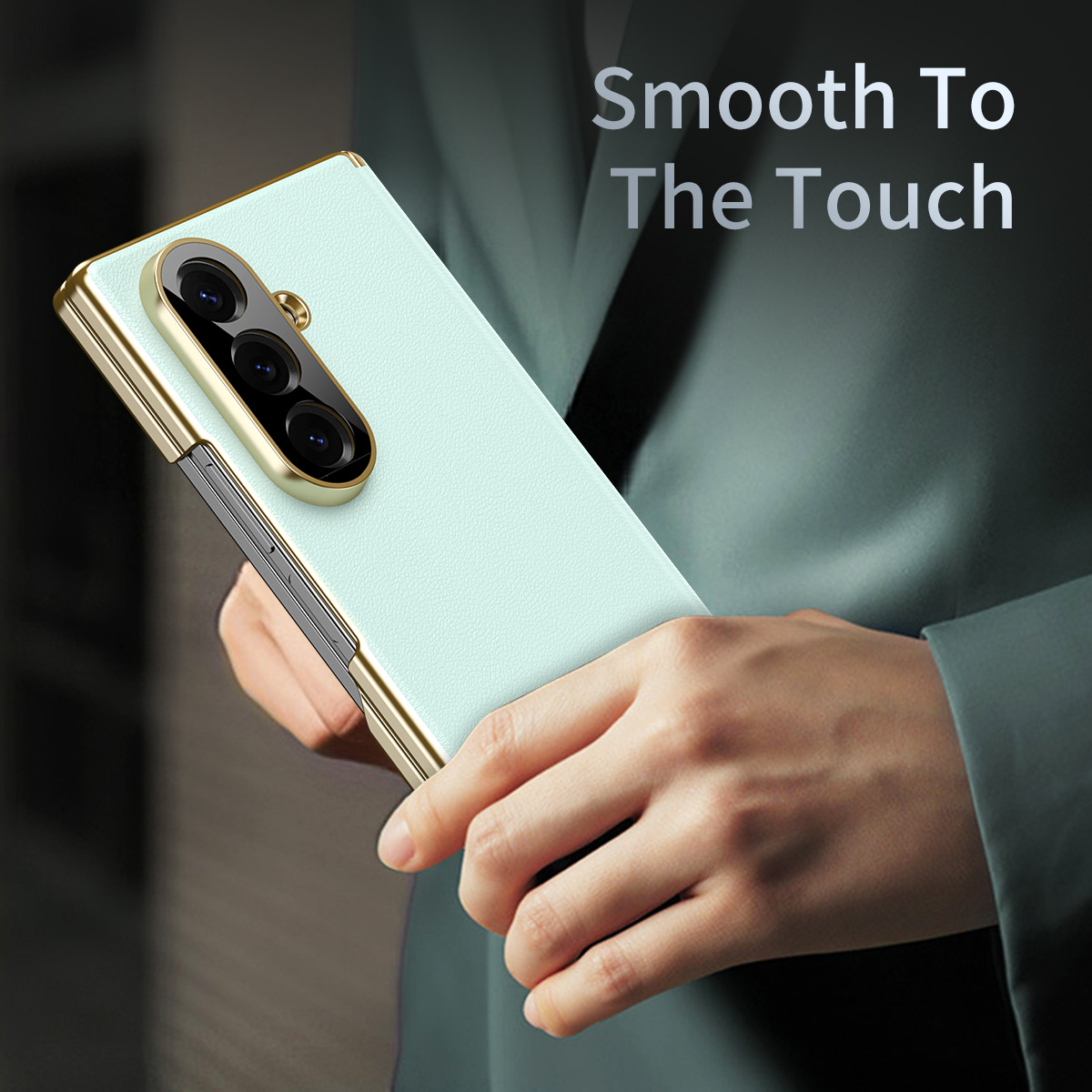 Compatible Samsung Z Fold8/7 phone case, electroplated leather, dual-axis, 6/5/4 folding screen, drop-proof protective case