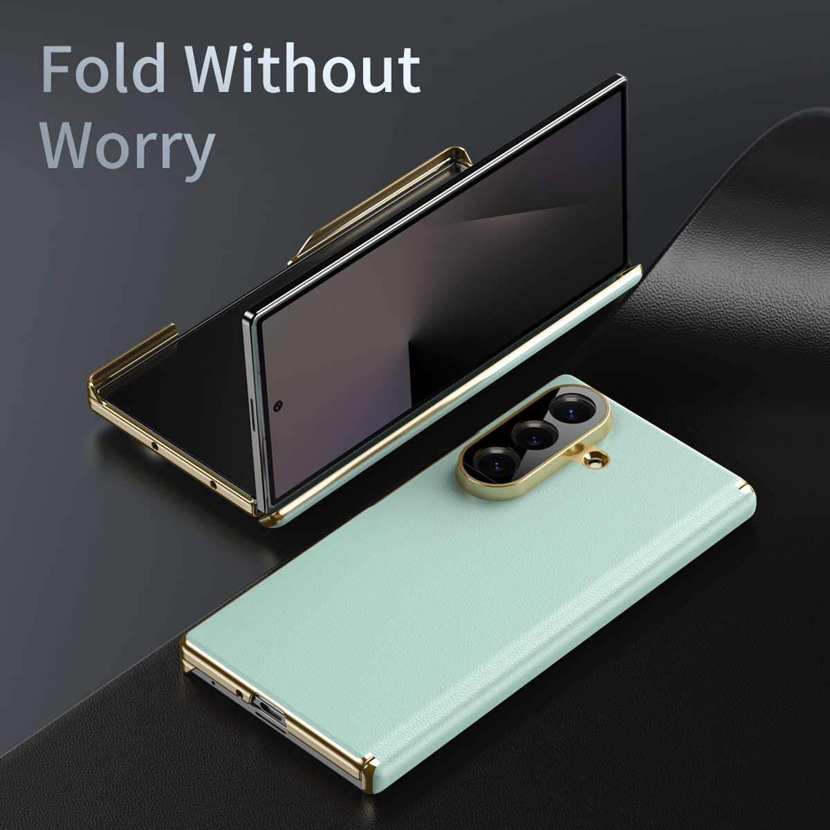 Compatible Samsung Z Fold8/7 phone case, electroplated leather, dual-axis, 6/5/4 folding screen, drop-proof protective case