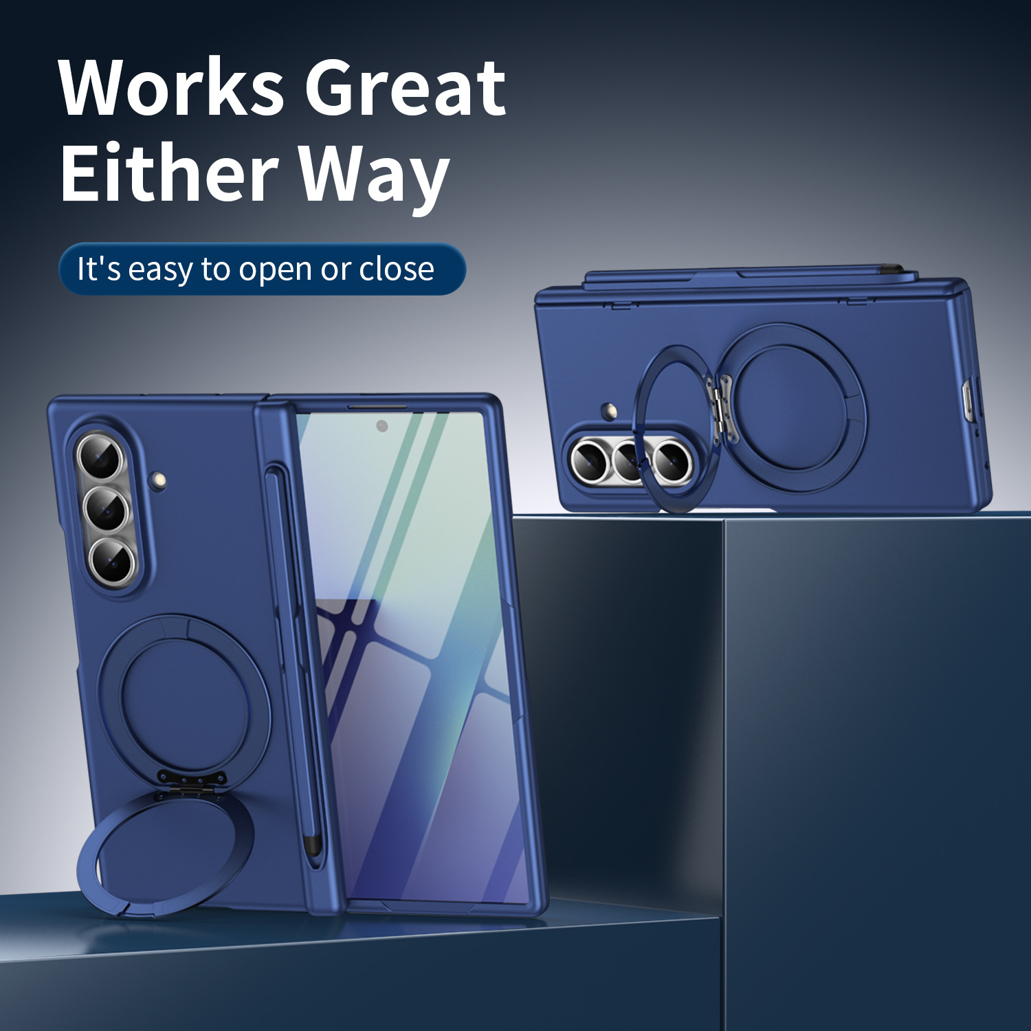 Compatible with Samsung Z Fold8/7/6 phone case, magnetic rotating stand with pen, 5/4/3 hinge, full coverage.