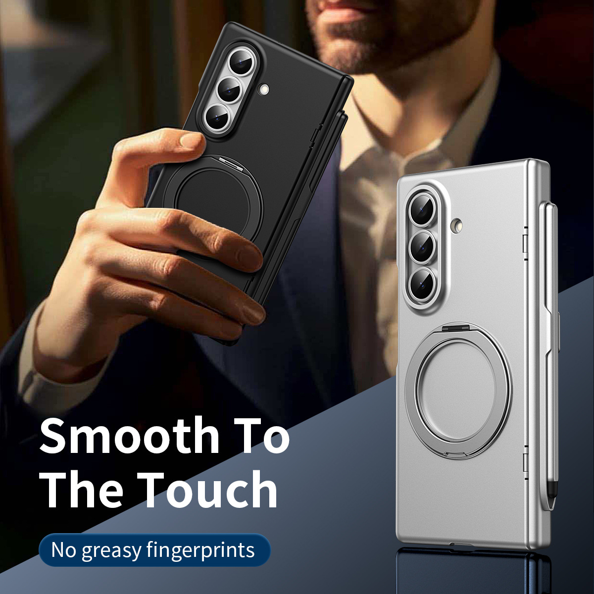 Compatible with Samsung Z Fold8/7/6 phone case, magnetic rotating stand with pen, 5/4/3 hinge, full coverage.