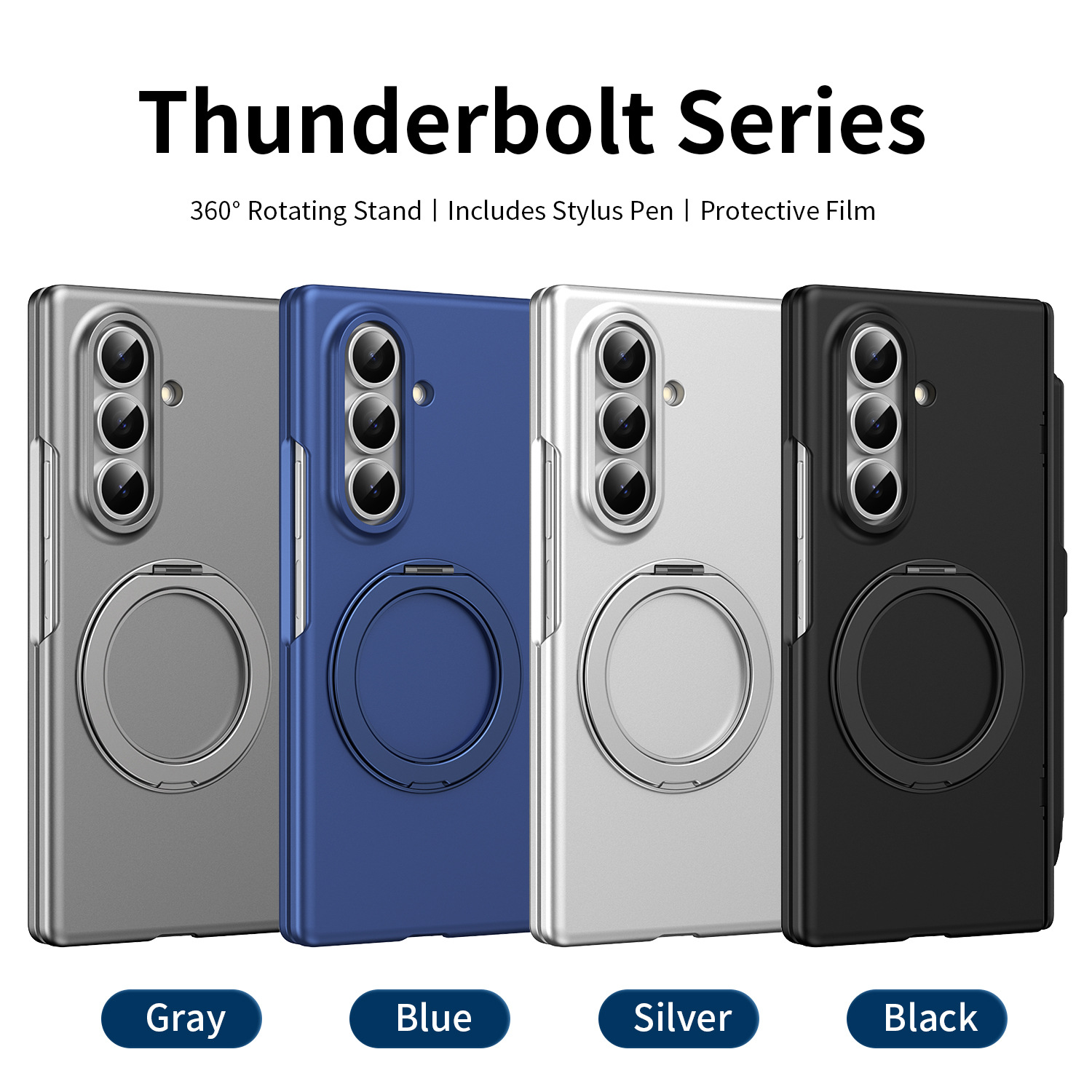 Compatible with Samsung Z Fold8/7/6 phone case, magnetic rotating stand with pen, 5/4/3 hinge, full coverage.