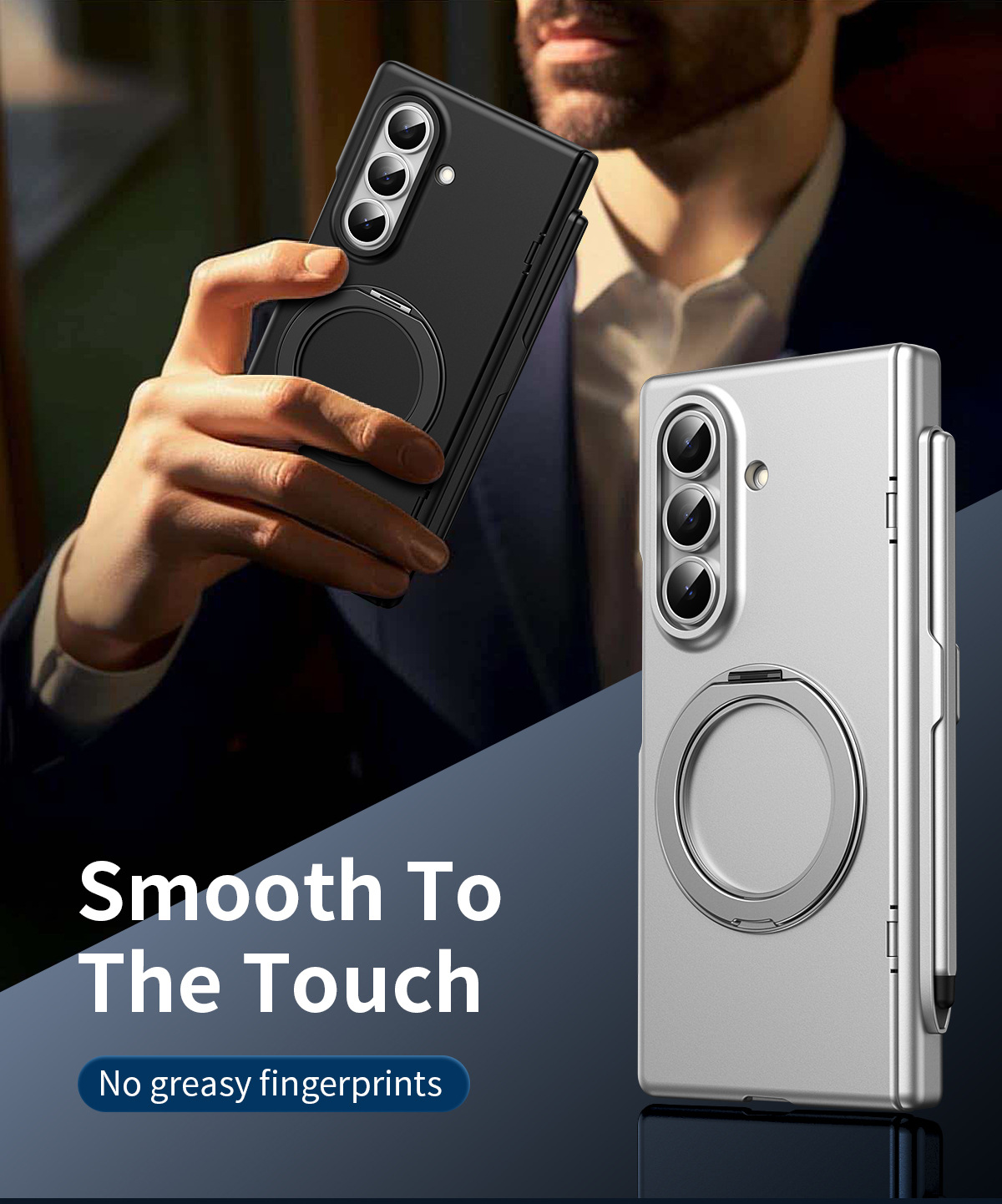 Compatible with Samsung Z Fold8/7/6 phone case, magnetic rotating stand with pen, 5/4/3 hinge, full coverage.