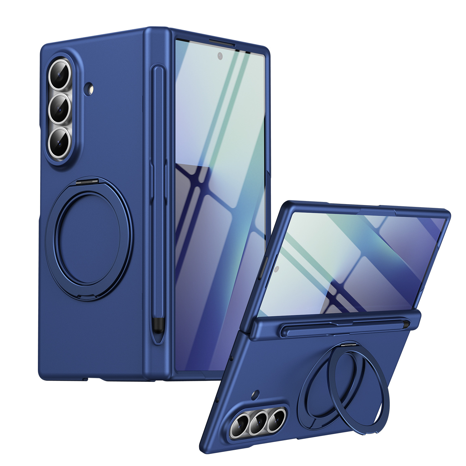 Compatible with Samsung Z Fold8/7/6 phone case, magnetic rotating stand with pen, 5/4/3 hinge, full coverage.