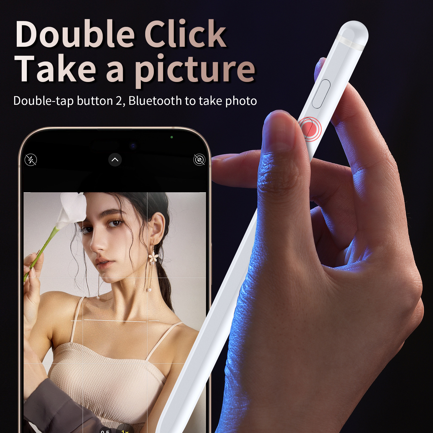 Compatible with Samsung ZFold8/7 Bluetooth electronic pen, Apple and Huawei smart remote photography touch stylus