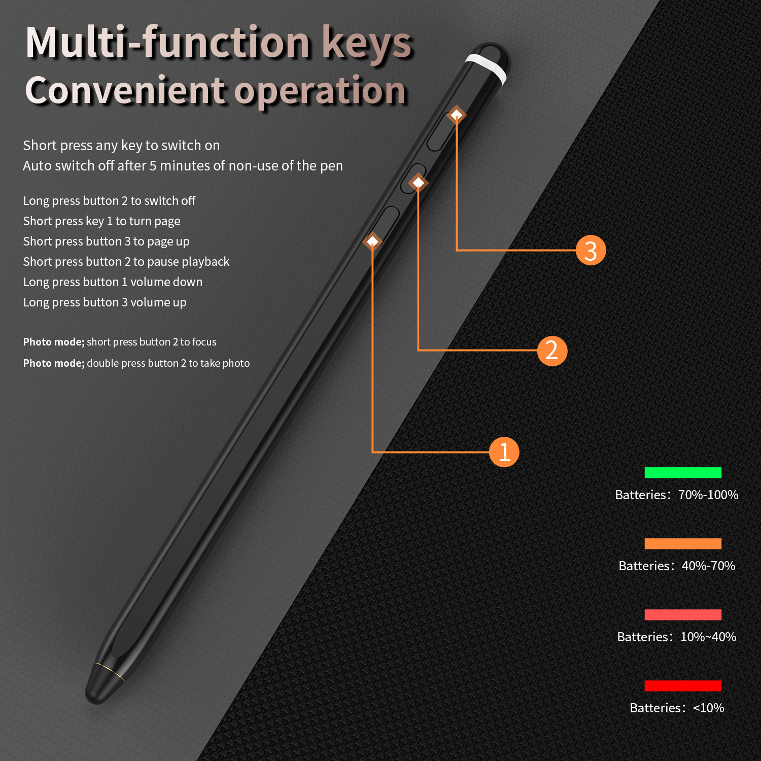 Compatible with Samsung ZFold8/7 Bluetooth electronic pen, Apple and Huawei smart remote photography touch stylus