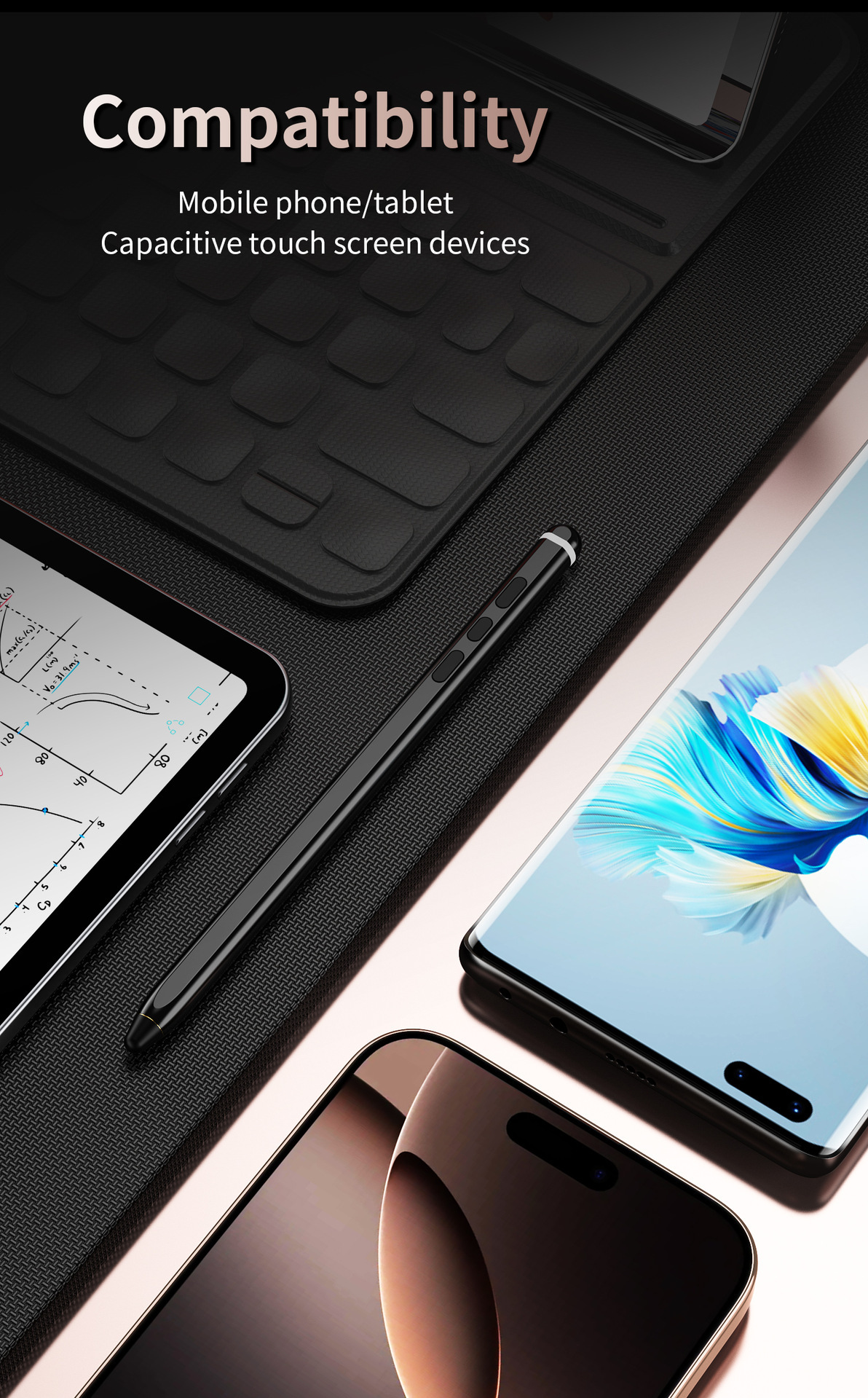 Compatible with Samsung ZFold8/7 Bluetooth electronic pen, Apple and Huawei smart remote photography touch stylus