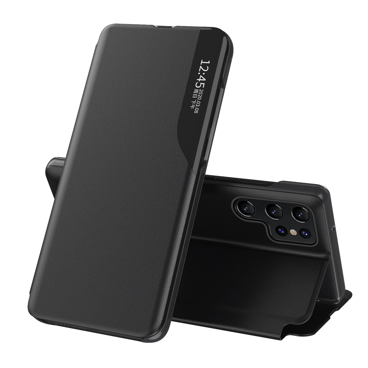 Compatible with Samsung A17 phone case, A56 half-side window, S26 Ultra flip phone stand leather case, 07 full-coverage protective case