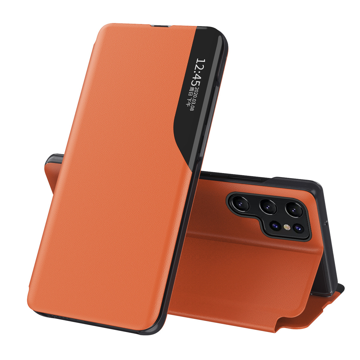 Compatible with Samsung A17 phone case, A56 half-side window, S26 Ultra flip phone stand leather case, 07 full-coverage protective case